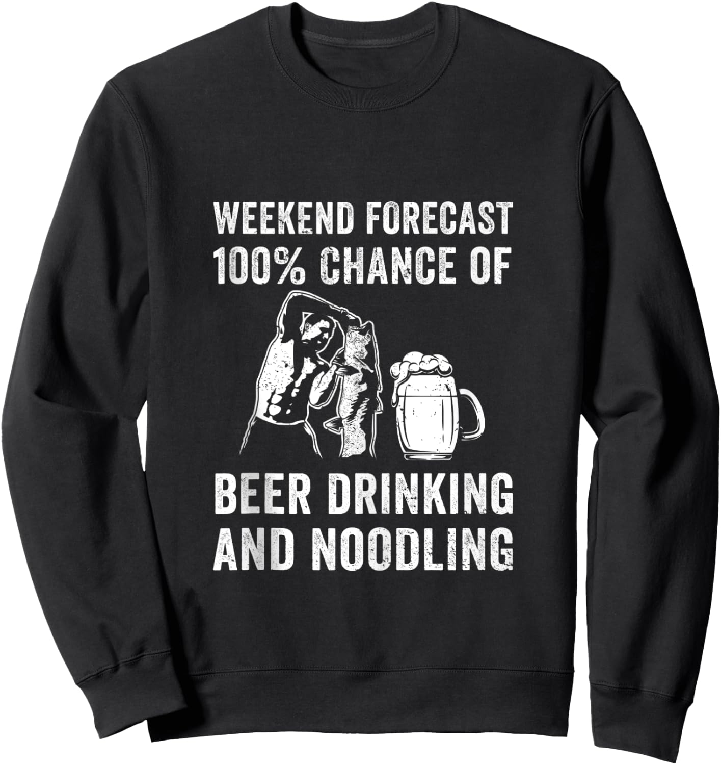 Handfishing Catfish Noodling Beer Hand Fishing Redneck Fish Sweatshirt - Sweatshirt | Black