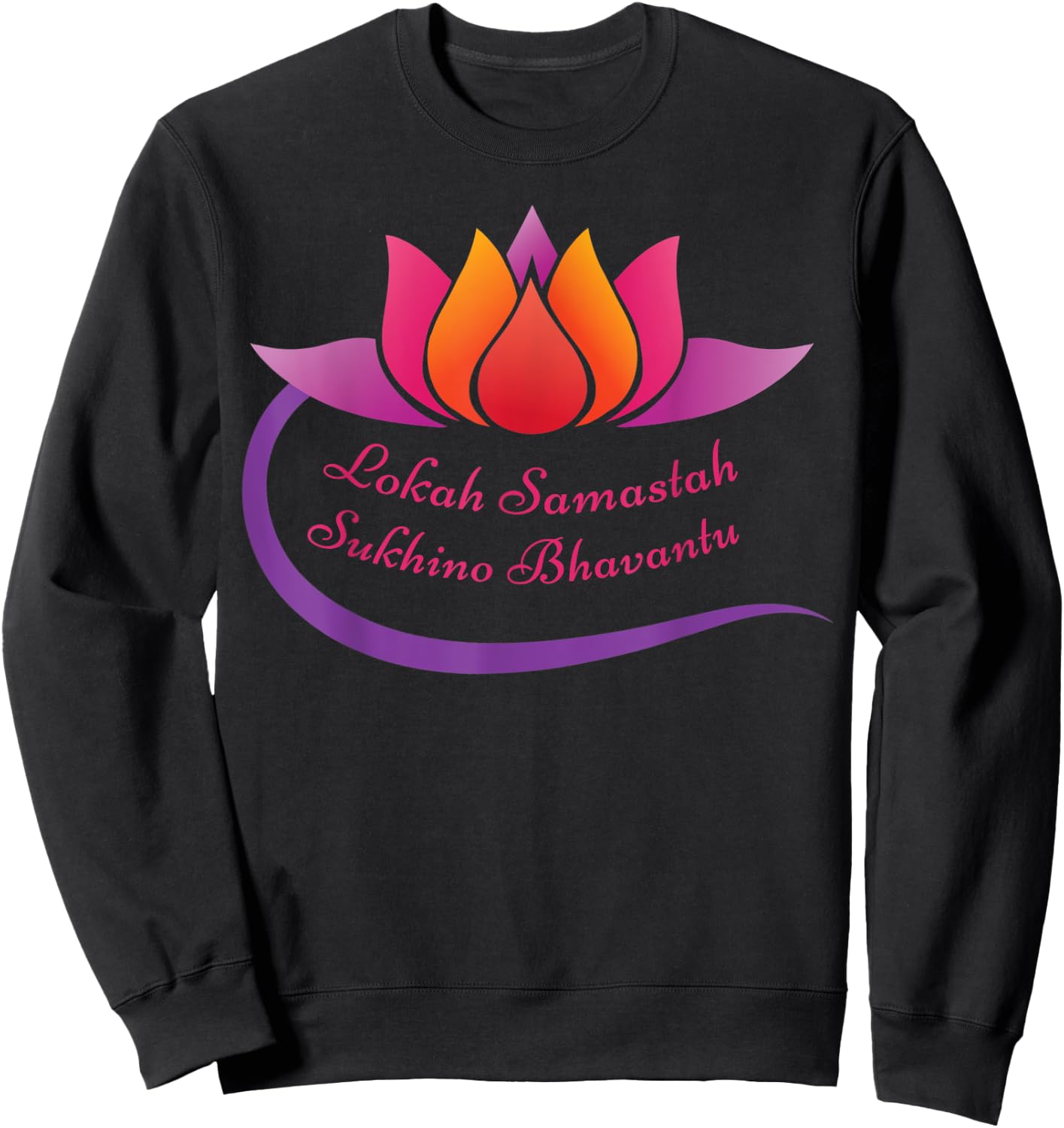 Lokah Samastah Sukhino Bhavantu Meditation Lotus Sweatshirt - Sweatshirt | Black