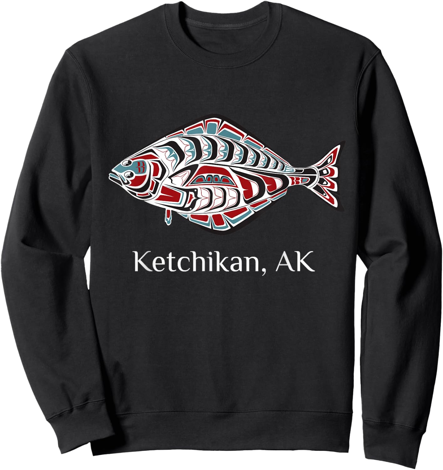 Ketchikan, Alaska Halibut Native American Fishers Sweatshirt - Sweatshirt | Black