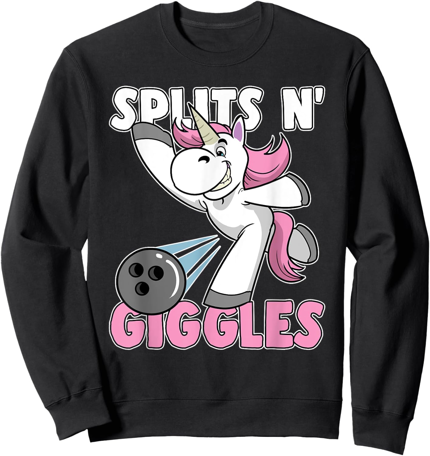 Splits n' Giggles Unicorn Bowling Bowler Sweatshirt - Sweatshirt | Black