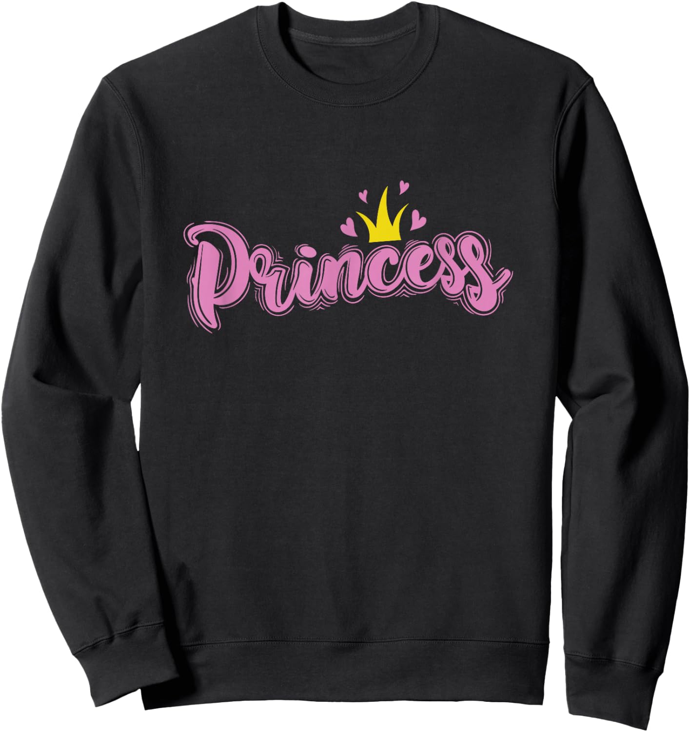 Princess with Crown and Heart Girl Sweatshirt - Sweatshirt | Black