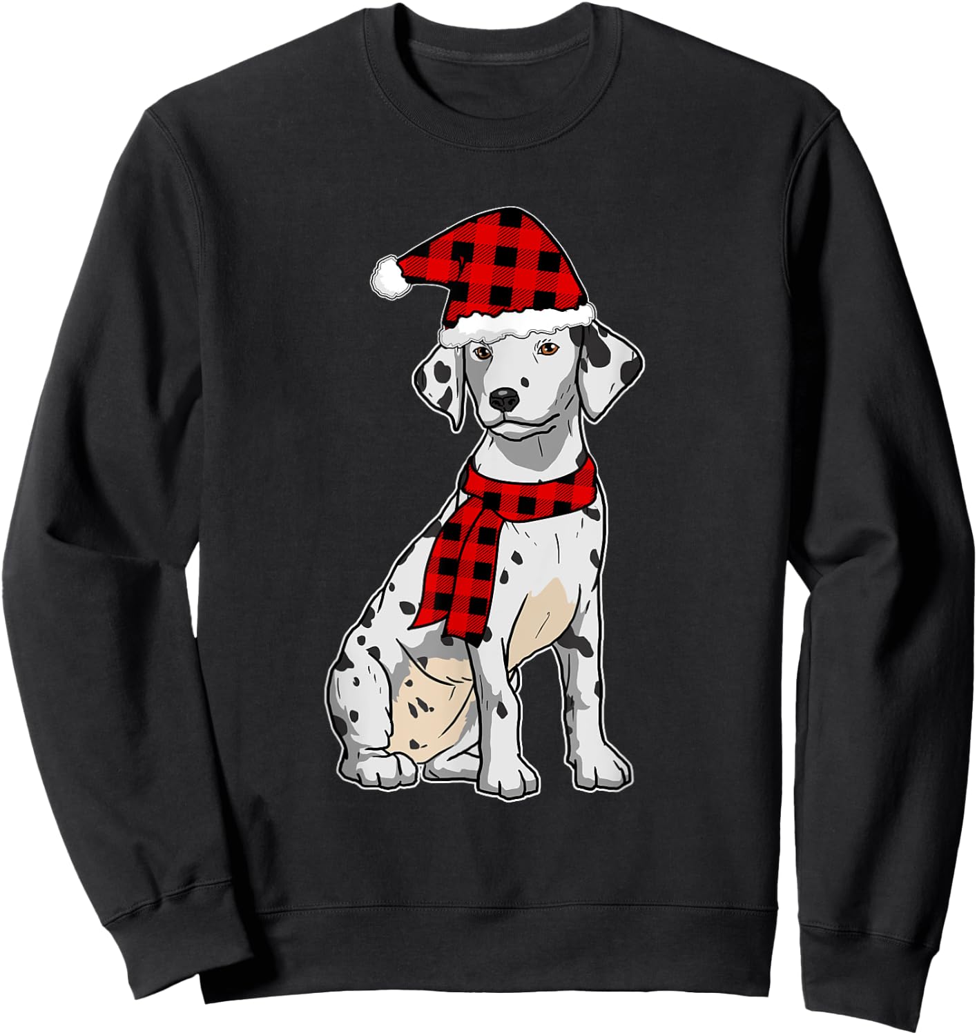 Funny Dalmatian Christmas Dots Spots Dogs Women Kids Sweatshirt - Sweatshirt | Black
