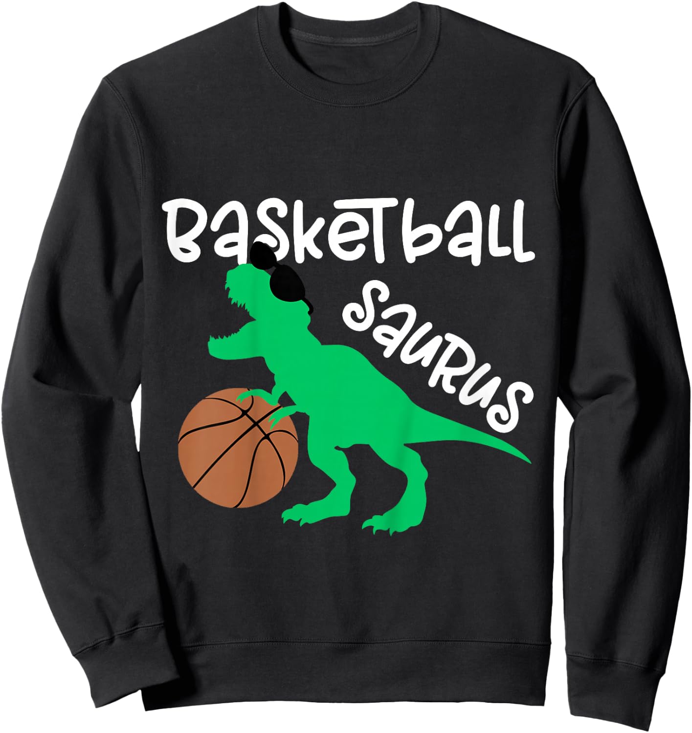 Toddler Basketball Dinosaur for Boys and Girls Dino Lover Sweatshirt - Sweatshirt | Black