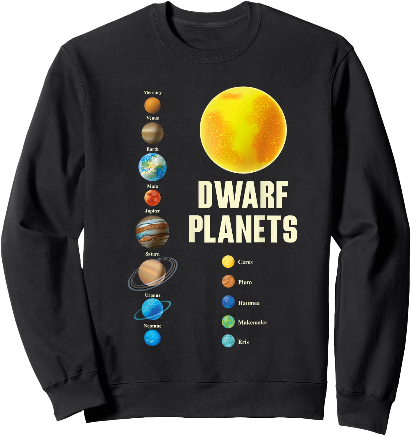 Solar System Children and Adults Dwarf Planets Gift Sweatshirt - Sweatshirt | Black