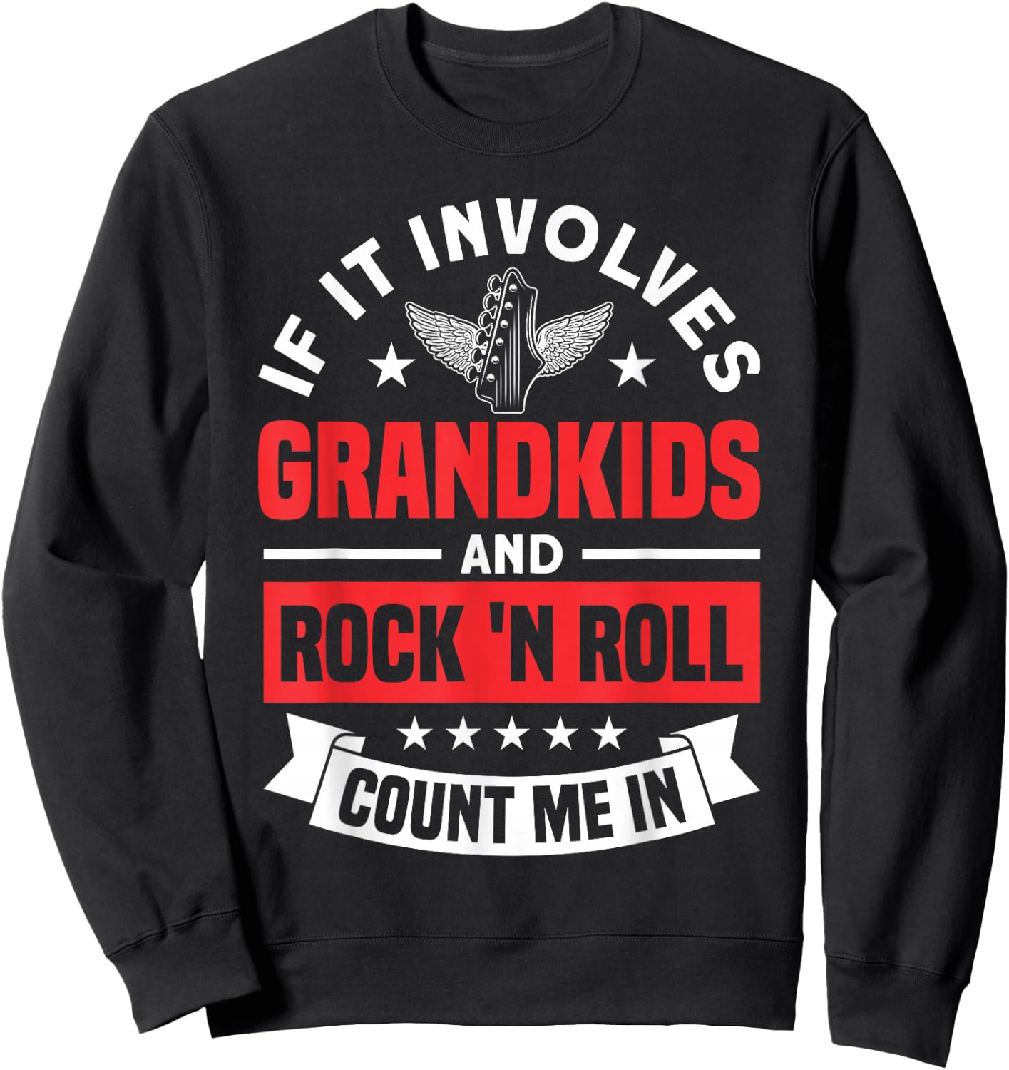 Grandkids And Rock 'n Roll Rock N Roll Guitar Sweatshirt - Sweatshirt | Black