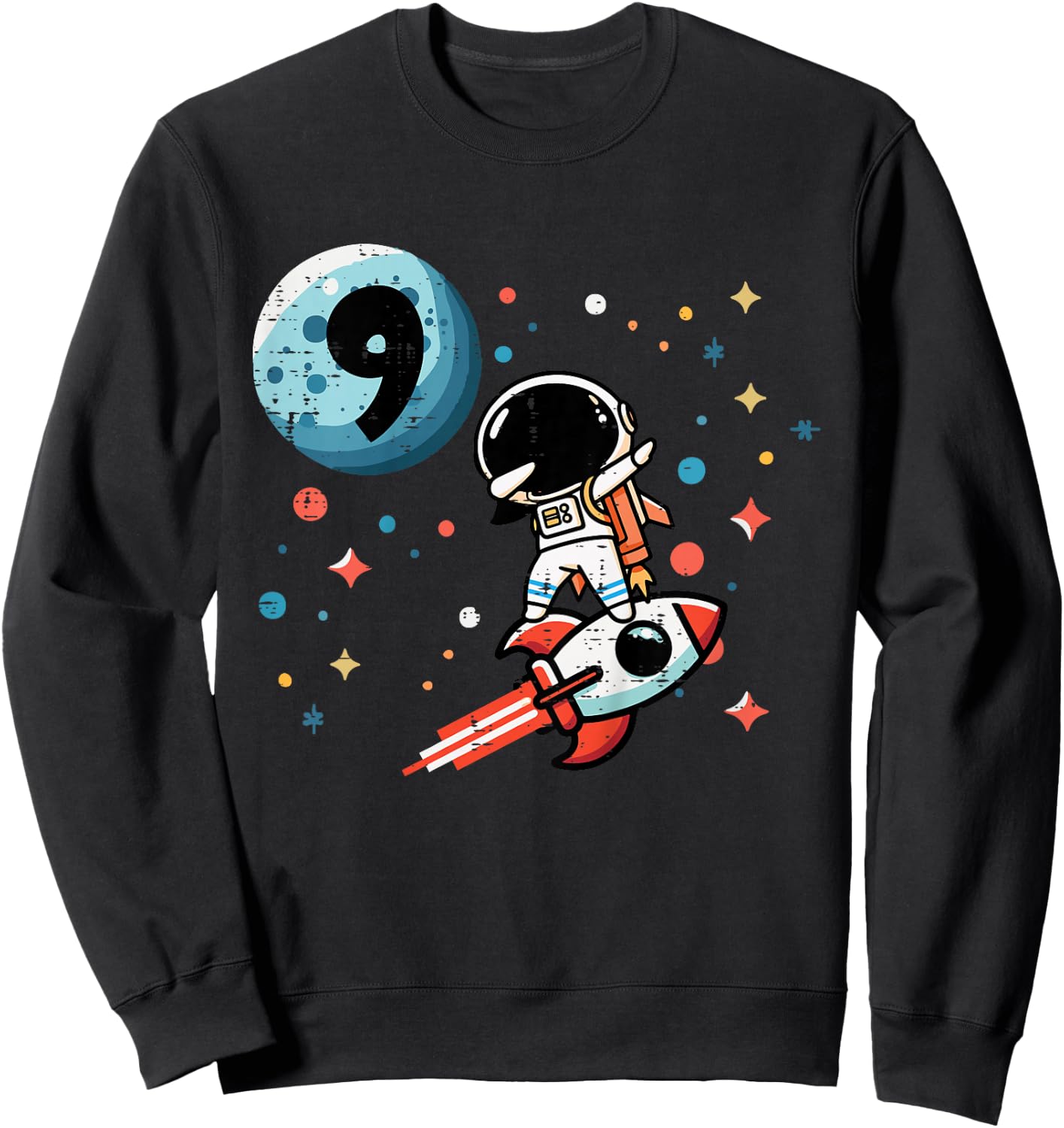 Kids 9th Birthday Astronaut Dab Rocket 9 Year Old Bday Boys Kids Sweatshirt - Sweatshirt | Black