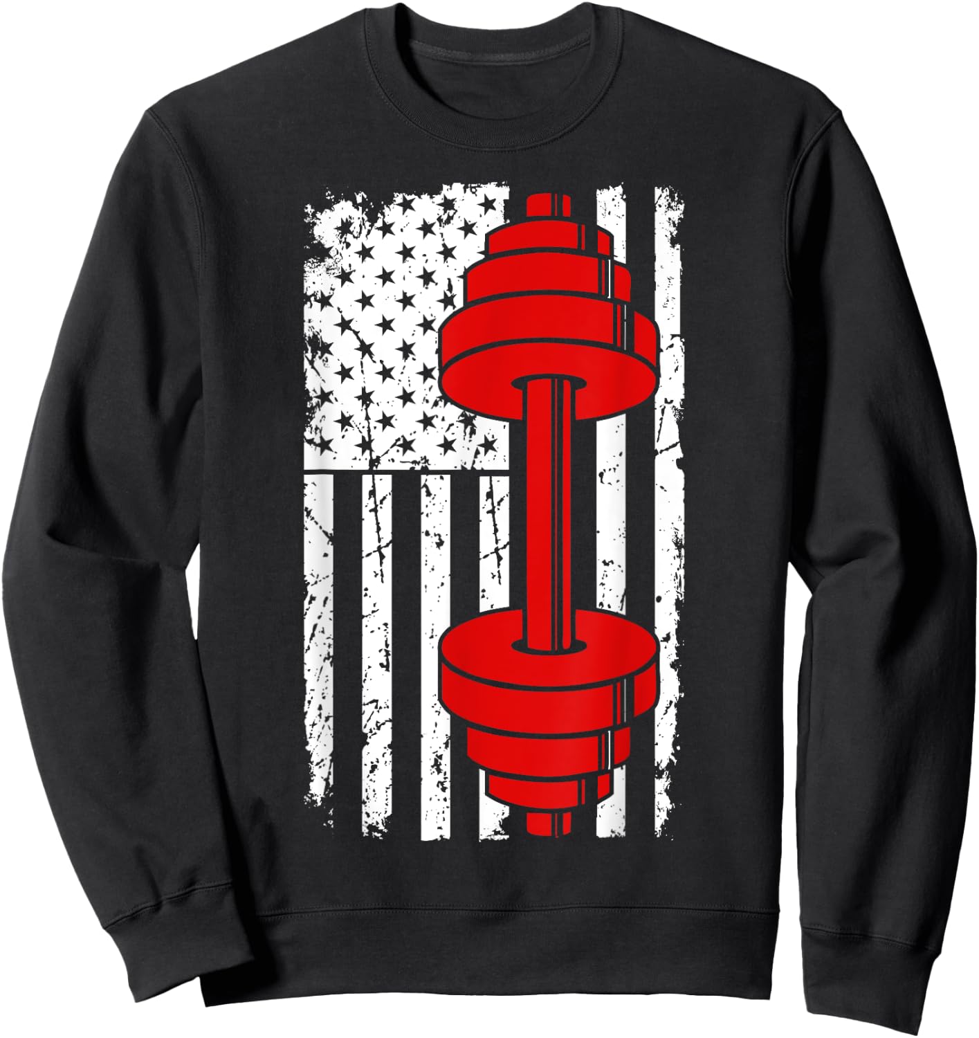 Weight Lifting US Flag America Cool Fitness Lover Gift Sweatshirt - Sweatshirt | Black