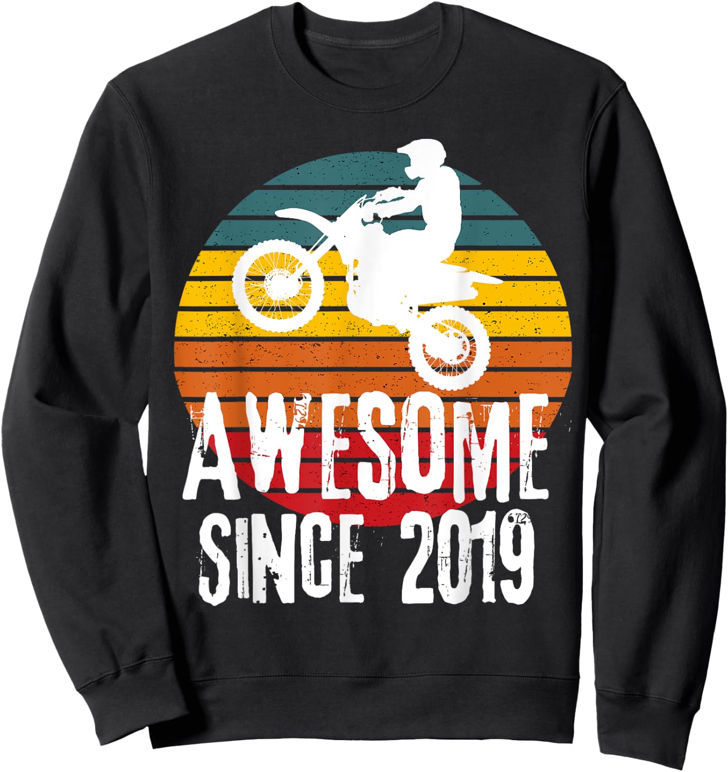 Awesome Since 2019 Retro Motorcycle Dirt bike Boy's Birthday Sweatshirt - Sweatshirt | Black