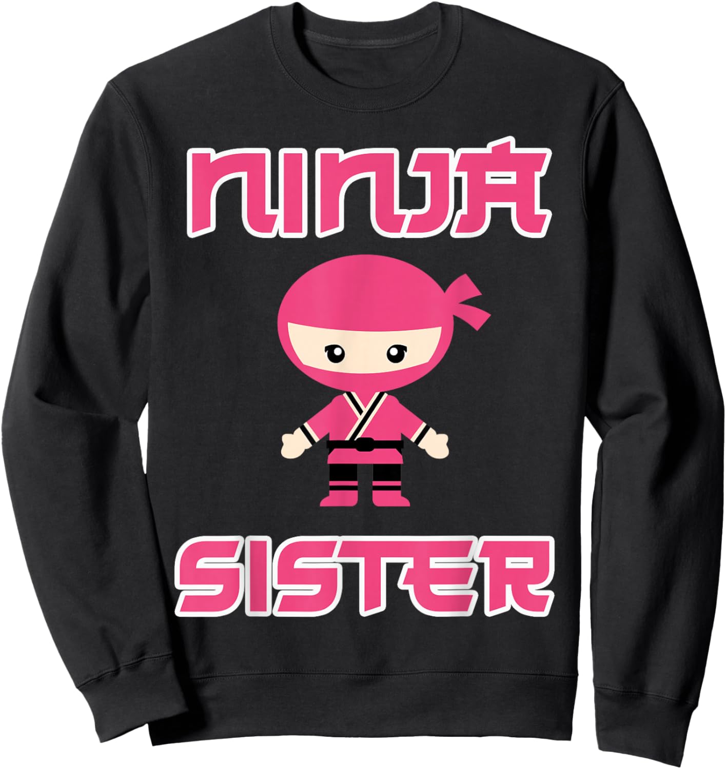 Woman Ninja Sister Girl Pink Sweatshirt - Sweatshirt | Black