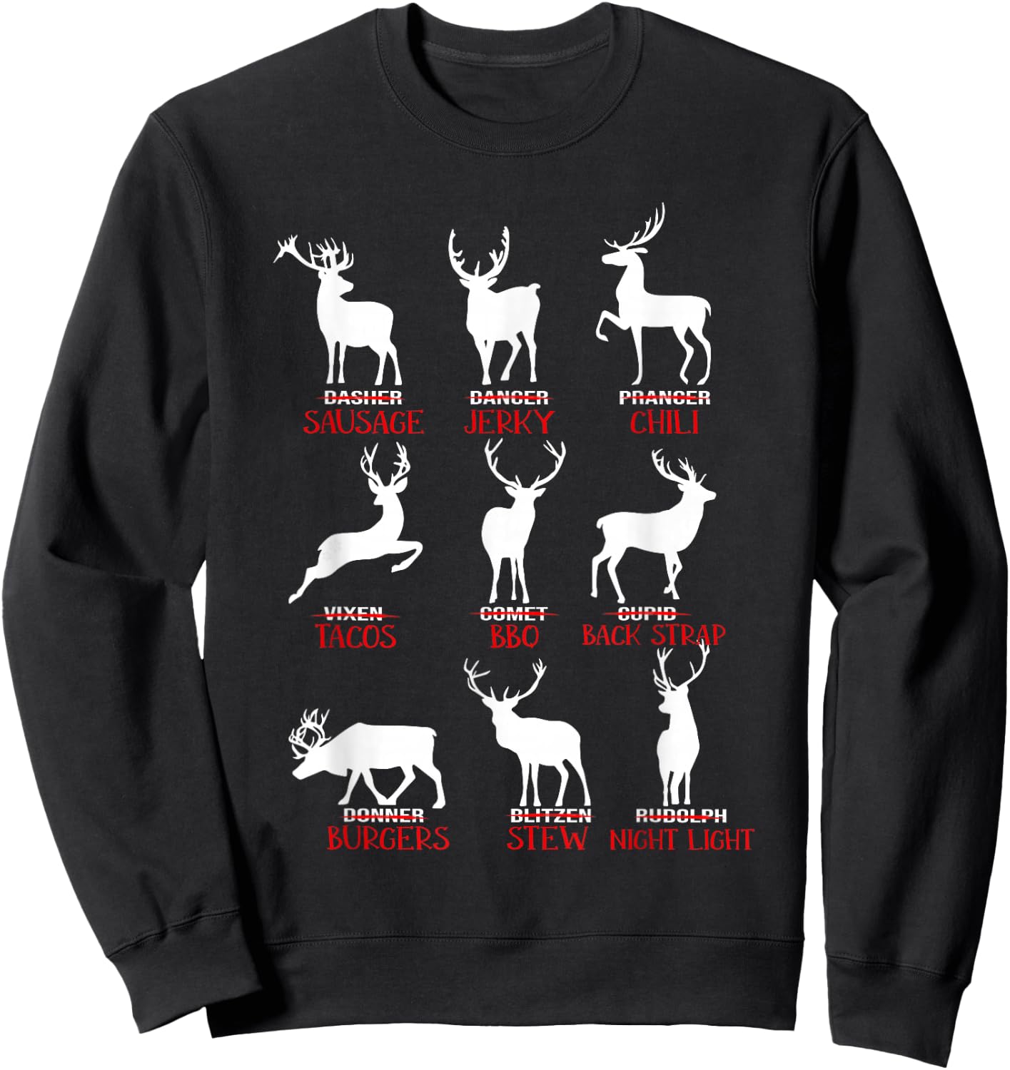 Christmas Deer Hunters All of Santa's Reindeer Xmas Sweatshirt - Sweatshirt | Black
