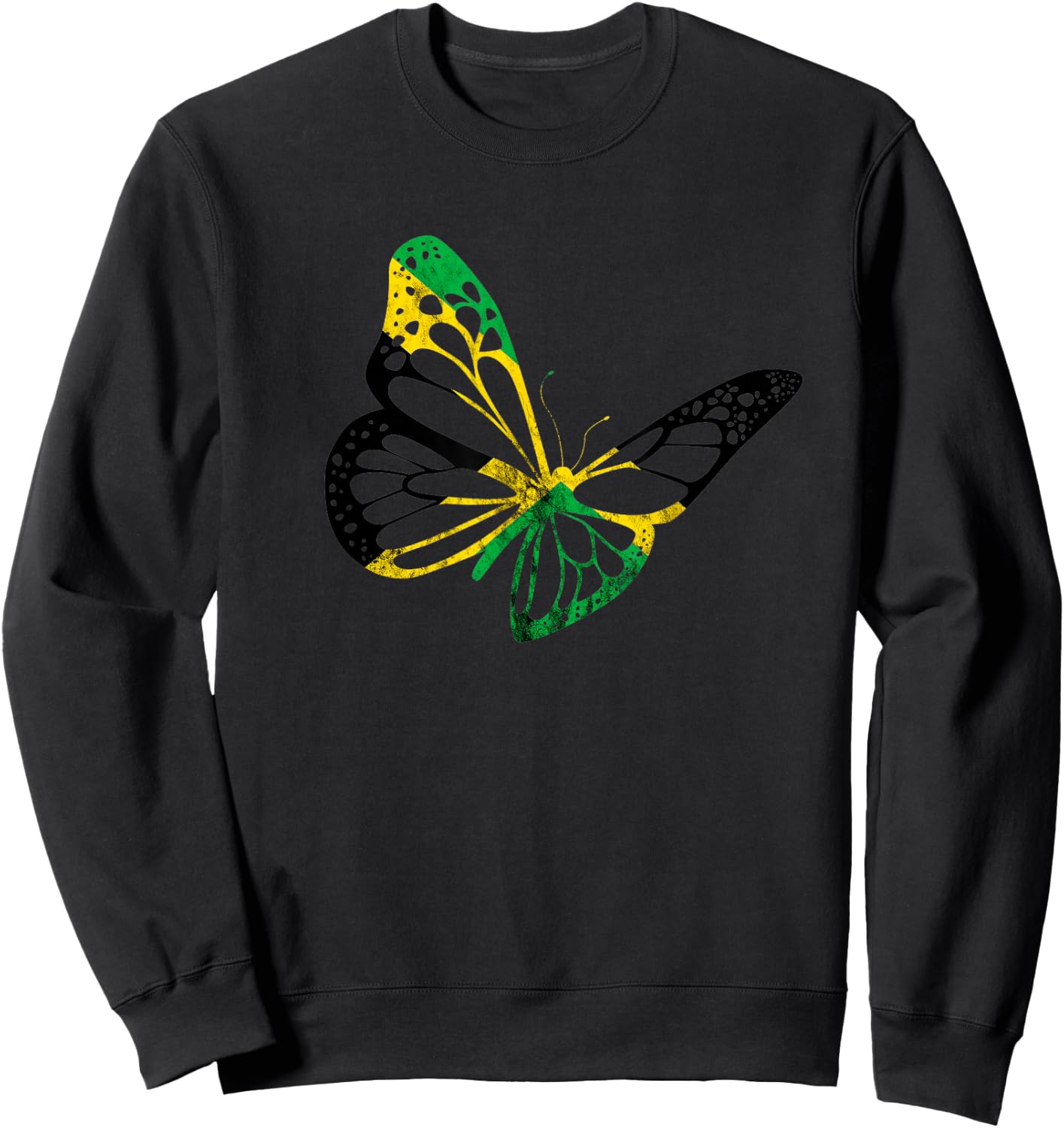 Jamaica Butterfly Jamaican Pride Roots Of Carribean Sweatshirt - Sweatshirt | Black