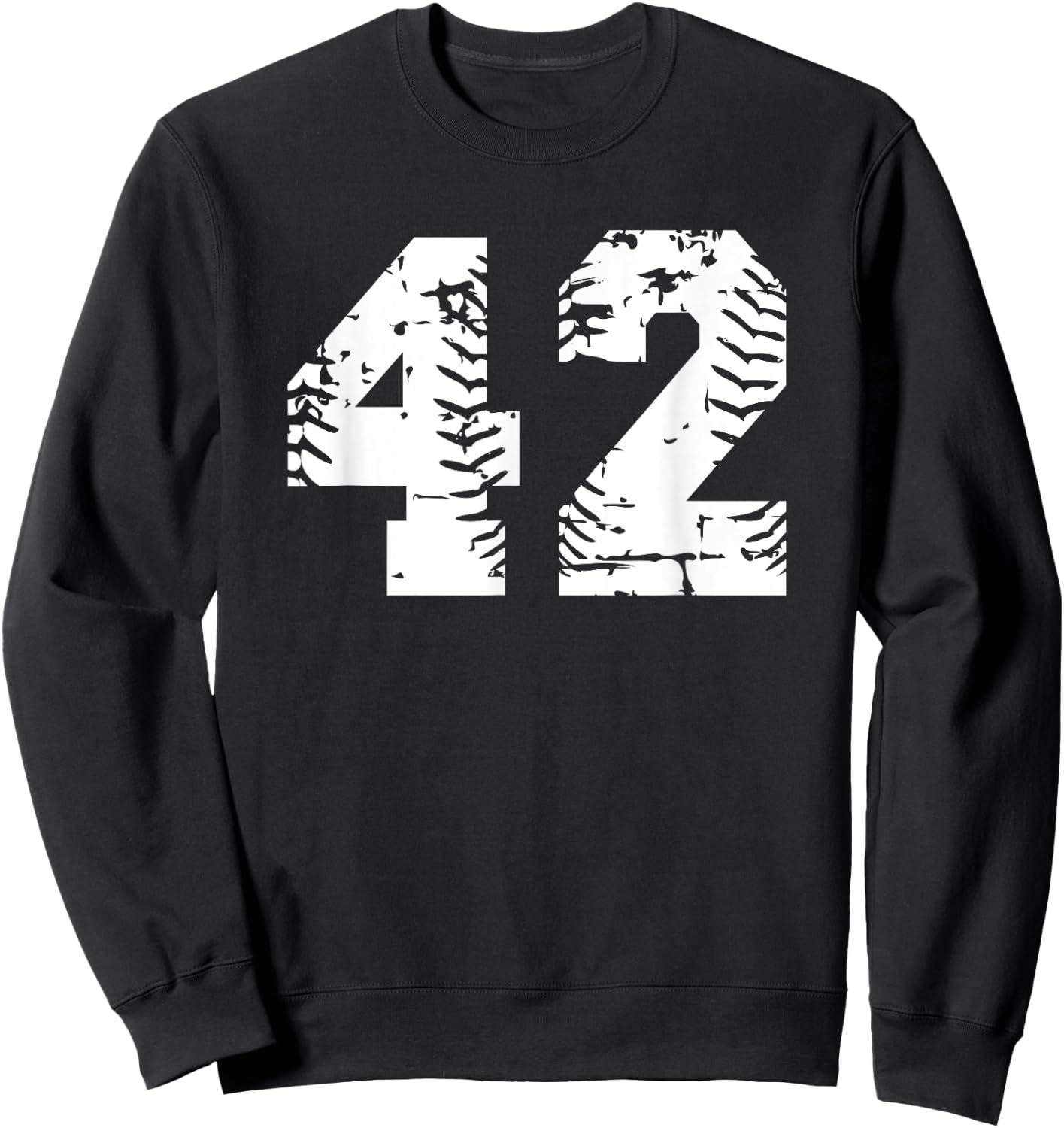 Number #42 Baseball Softball White Number Sweatshirt - Sweatshirt | Black