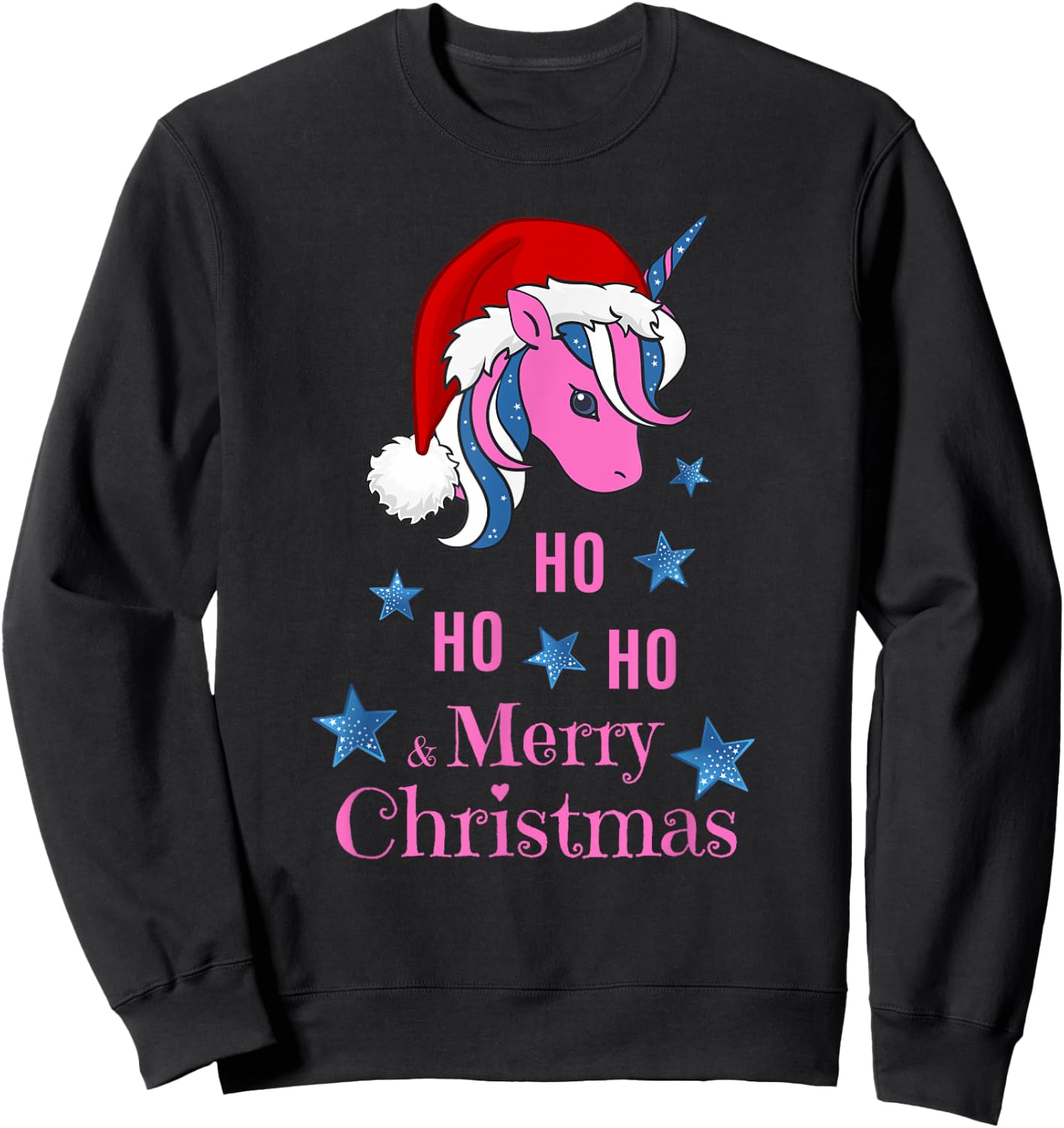 Pink Unicorn Santa Merry Christmas Sweatshirt - Sweatshirt | Black