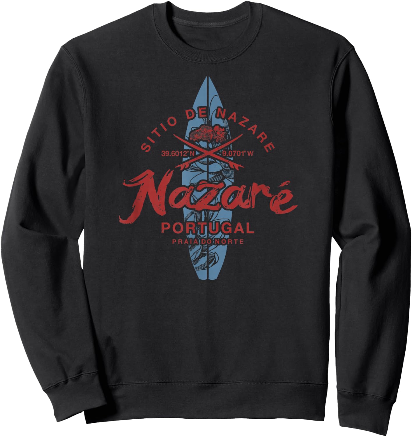 Nazare Portugal Surfing Vintage Sweatshirt - Sweatshirt | Black