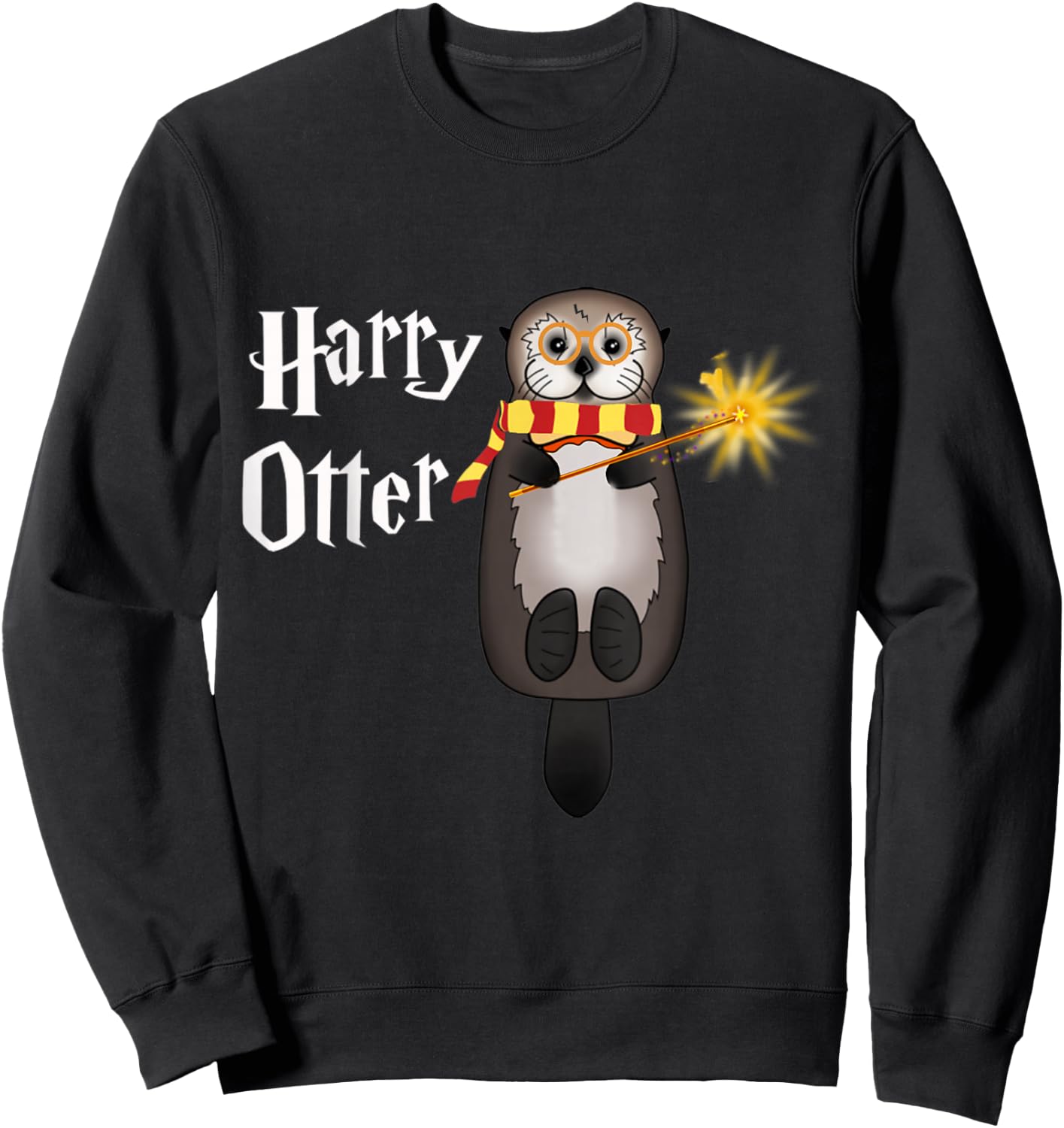 Otter Magic Wizard Funny Otter Harry Sweatshirt - Sweatshirt | Black