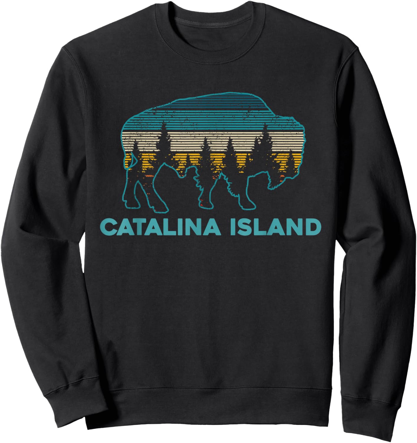 Catalina Island Bison Vintage Souvenir Sweatshirt - Sweatshirt | Black