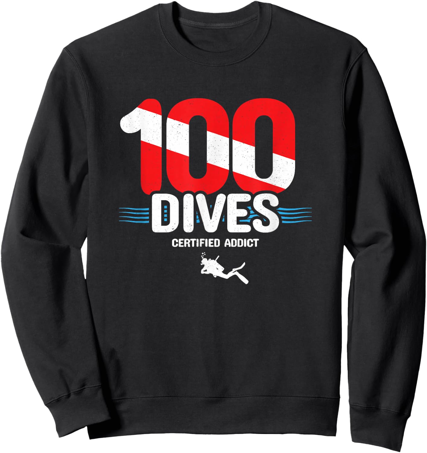 100th Dive Gift - Diver Down Flag - Scuba Diving Sweatshirt - Sweatshirt | Black