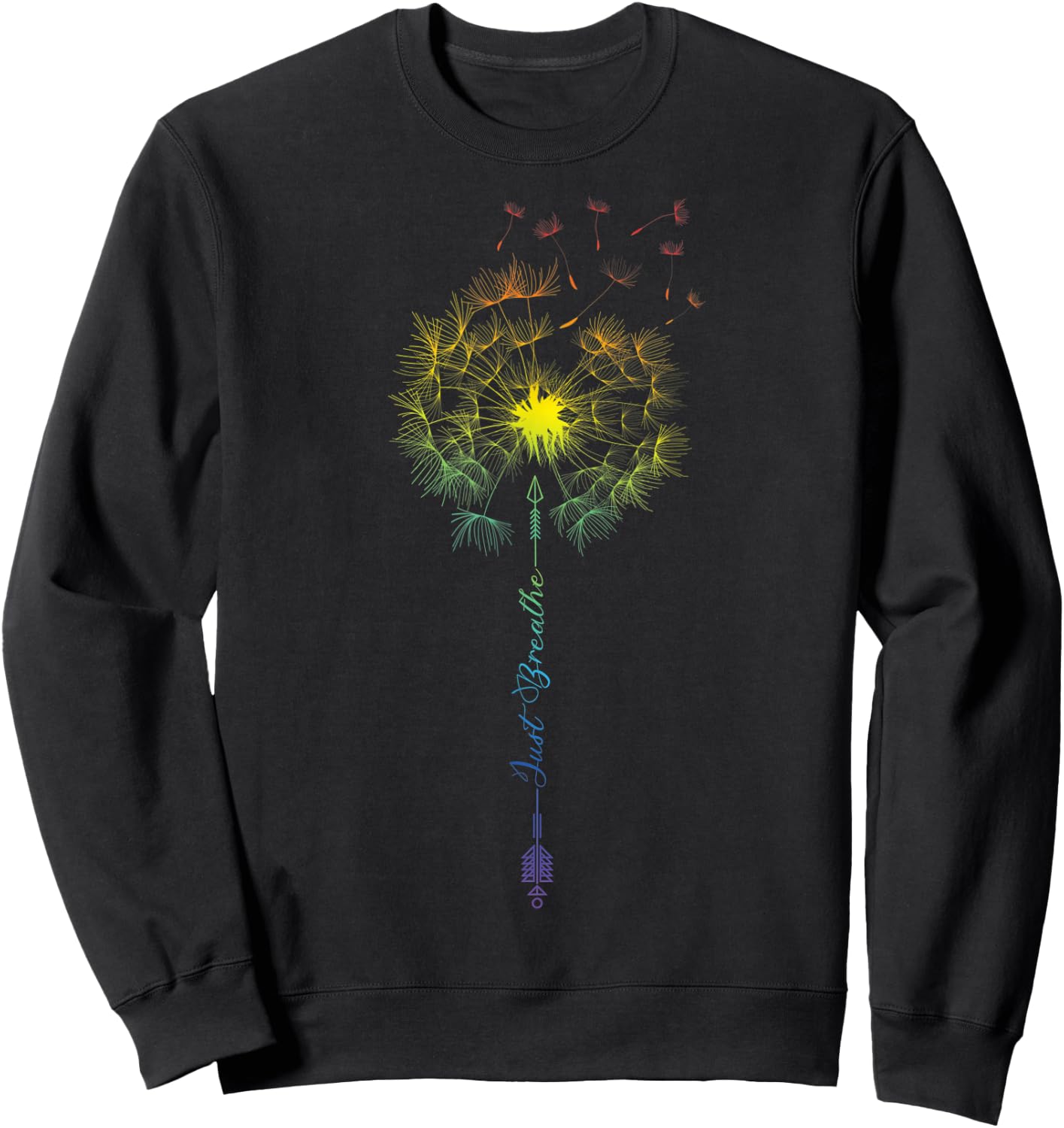 Cute Just Dandelion Tattoodesign Arrows Breathe Rainbow Blow Men Women Sweatshirt - Sweatshirt | Black