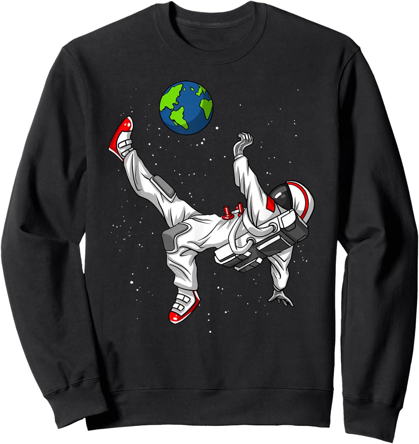 Space Astronaut Soccer Player Planet Earth Boys Men Kids Sweatshirt - Sweatshirt | Black