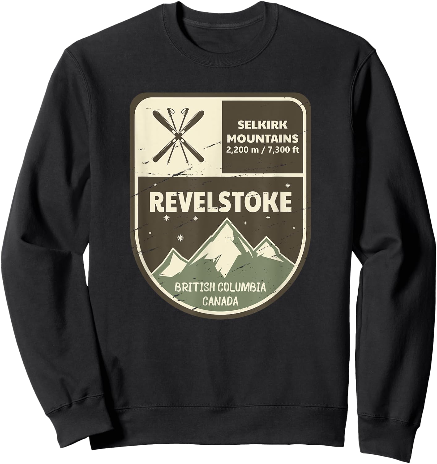 Revelstoke Selkirk Mountains Canada Vintage Sweatshirt - Sweatshirt | Black