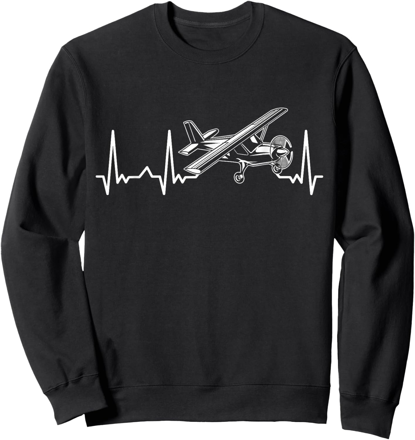 Aviation Heartbeat Gift Pilot Sweatshirt - Sweatshirt | Black