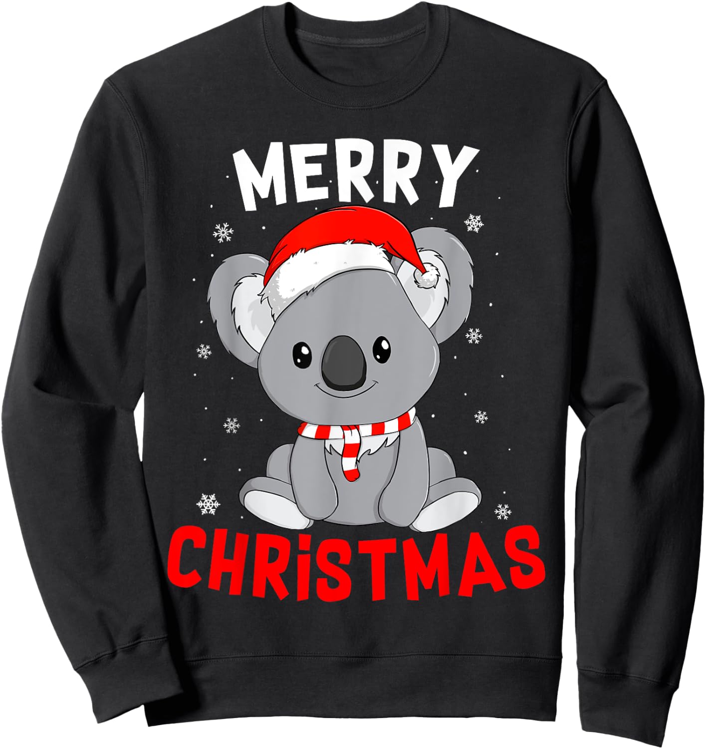 Cute Koala Santa Hat Merry Christmas xmas Gift Women Kids 2 Sweatshirt - Sweatshirt | Black