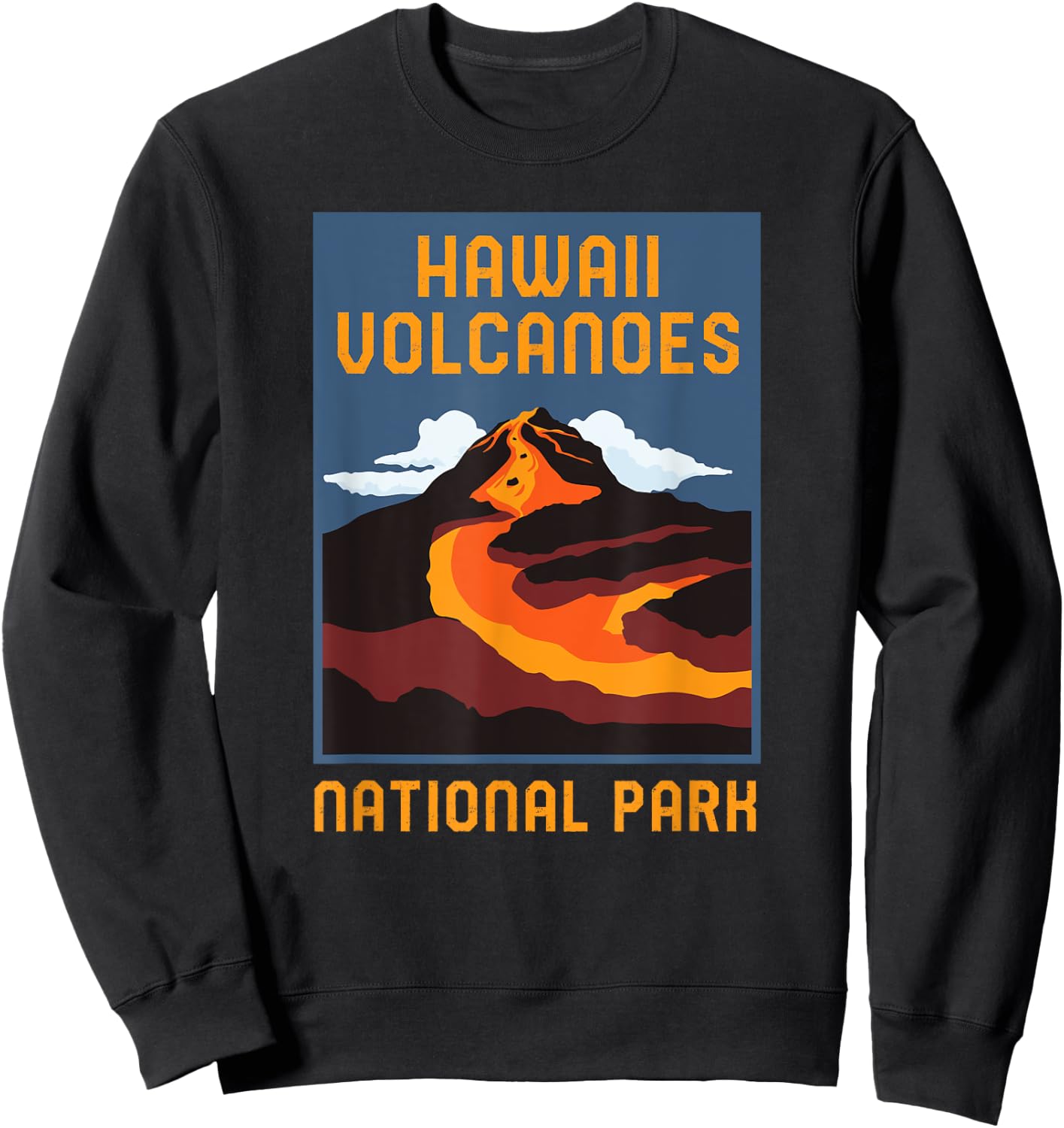 Hawaii Volcanoes National Park Big Island Retro Graphic Sweatshirt - Sweatshirt | Black