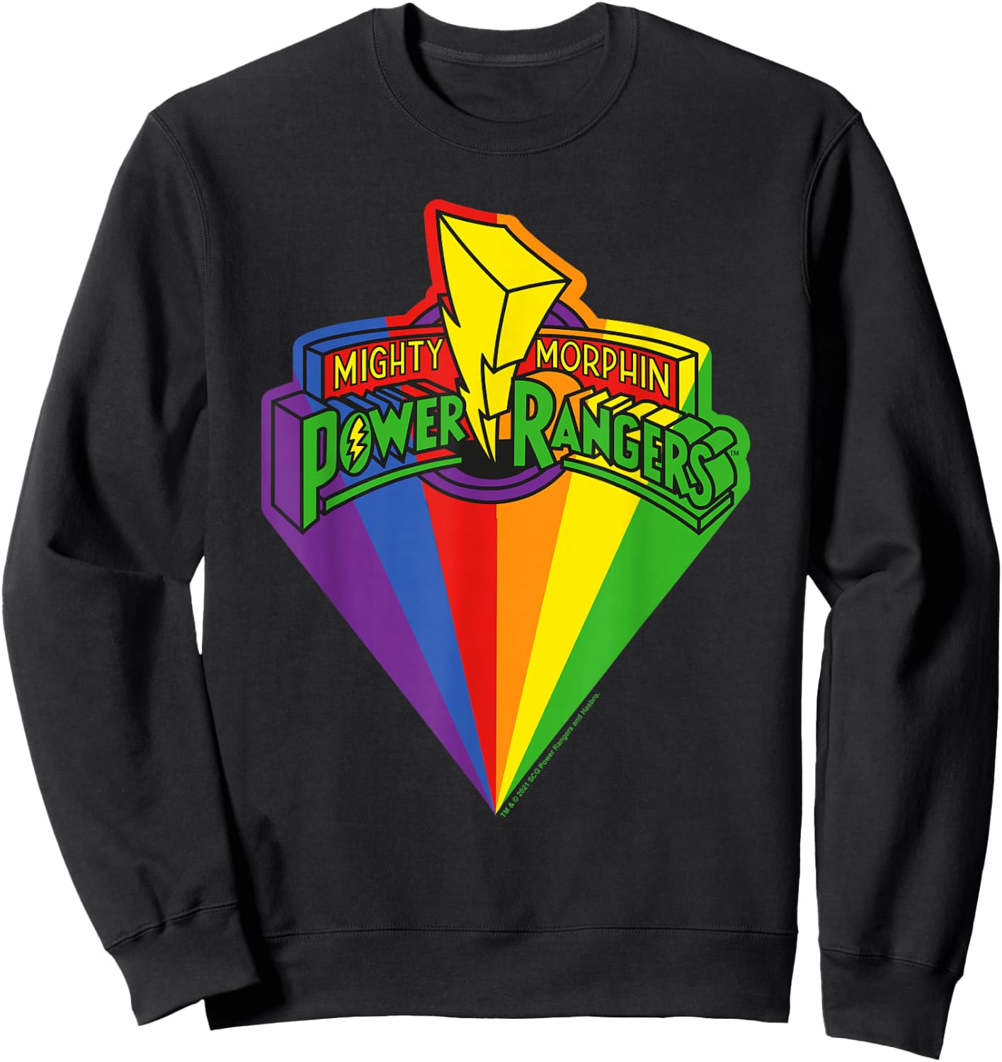 Power Rangers Rainbow Prism And Classic Logo Sweatshirt - Sweatshirt | Black