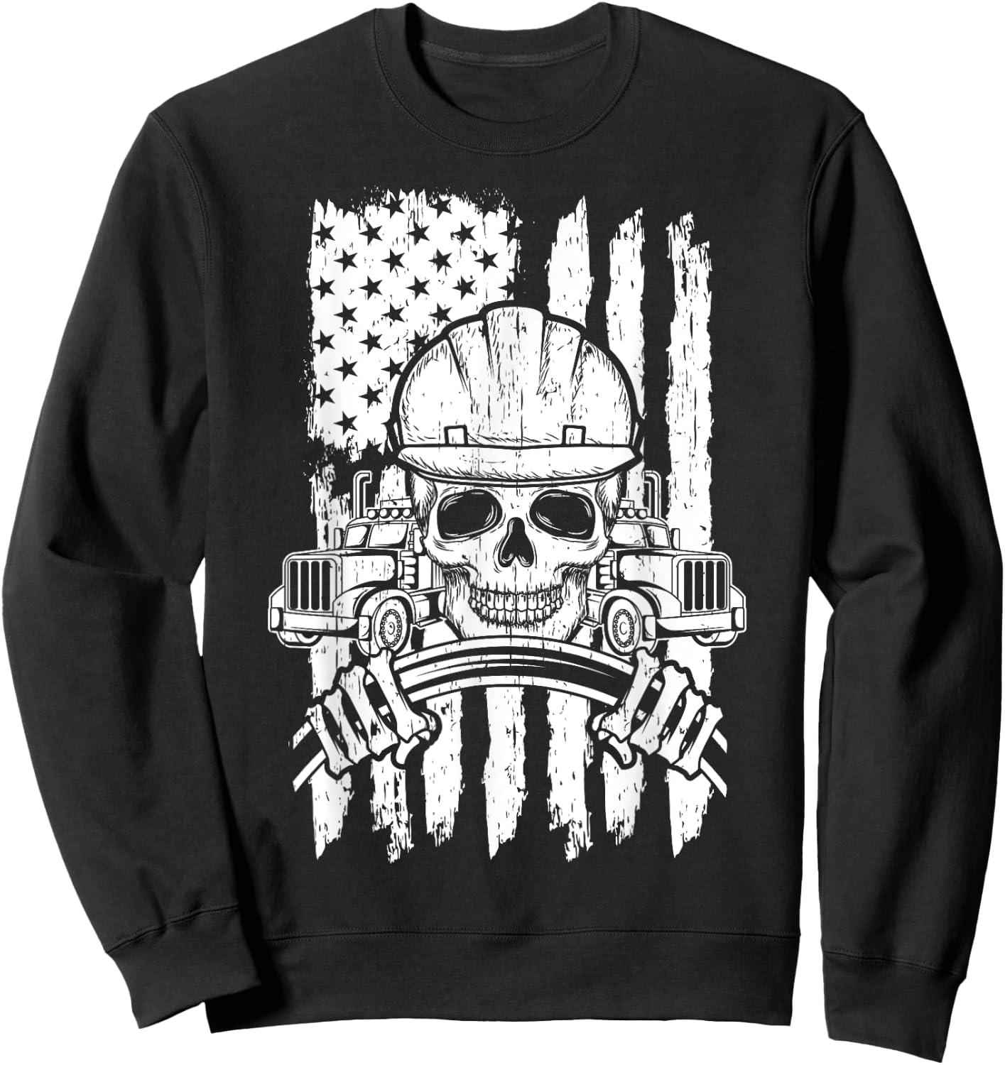 Truck Driver Patriotic Trucker Independence Day Teamster Women Kids Men Sweatshirt - Sweatshirt | Black