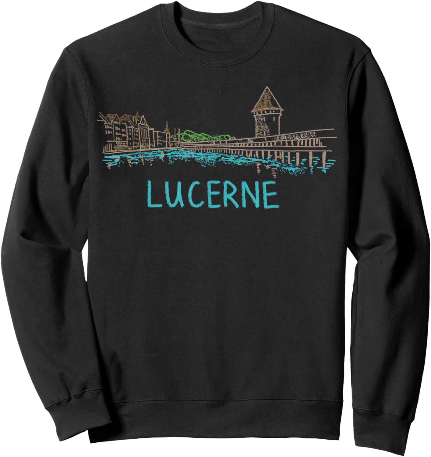 Lucerne Switzerland Art Gift Men Women Sweatshirt - Sweatshirt | Black