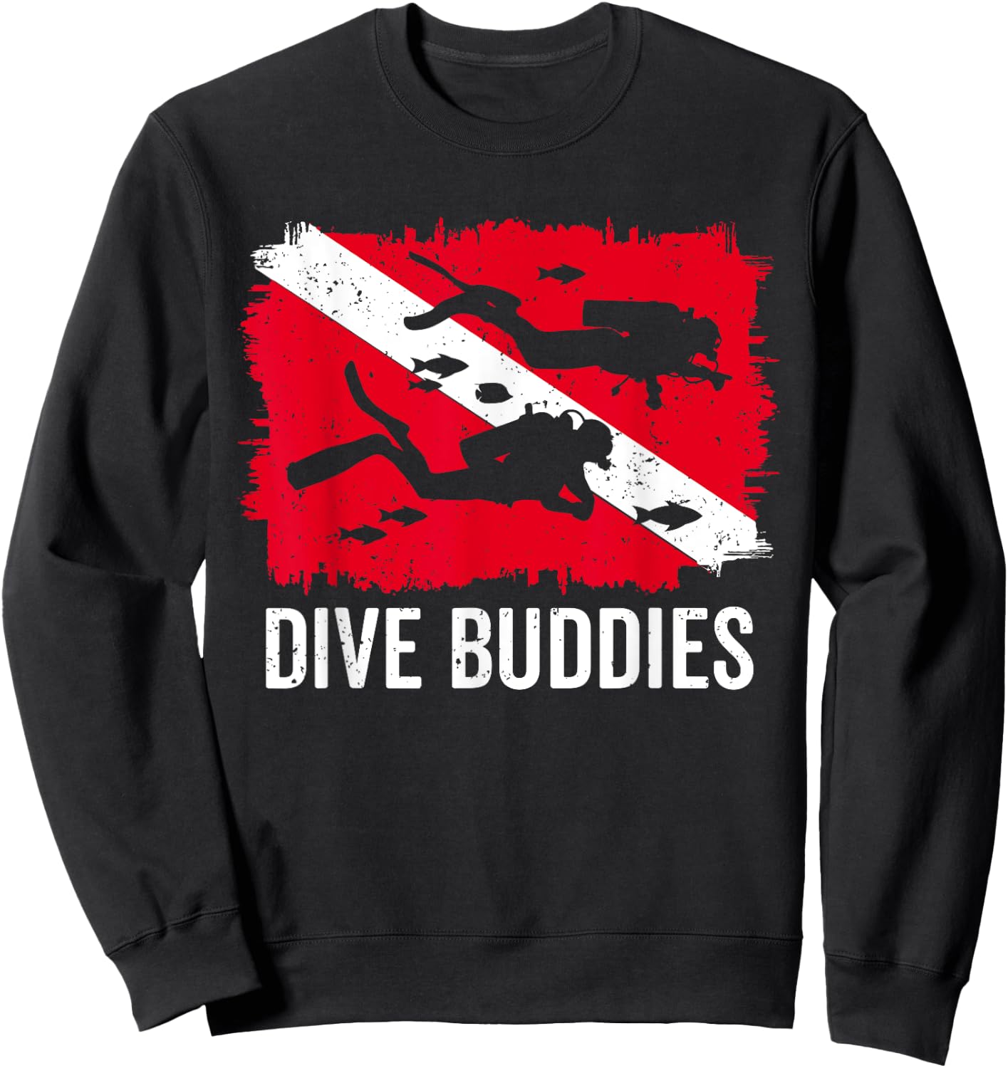 Scuba Diving Flag Shirts Men Women Dive Buddy Vintage Diving Sweatshirt - Sweatshirt | Black