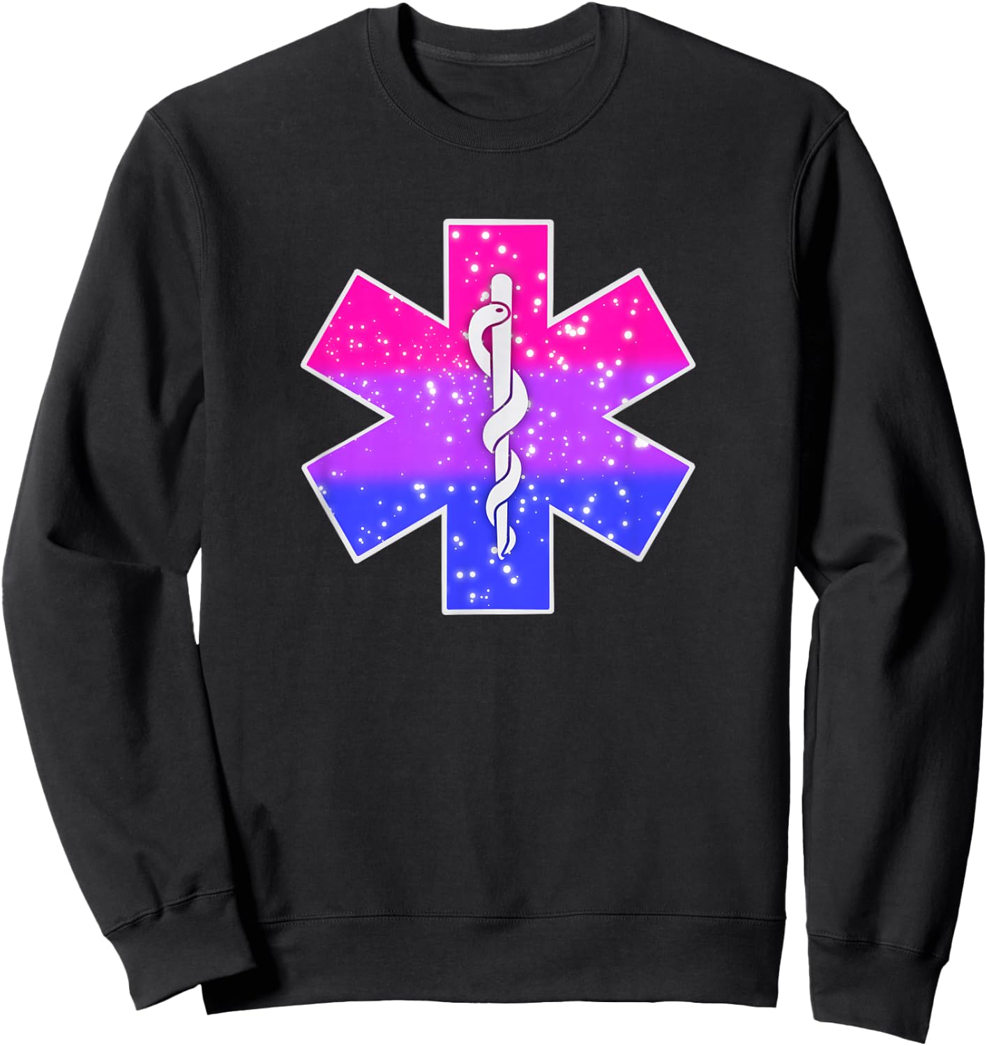 Paramedic EMT Star Of Life Bisexual Gay Pride Flag Rainbow Sweatshirt - Sweatshirt | Black
