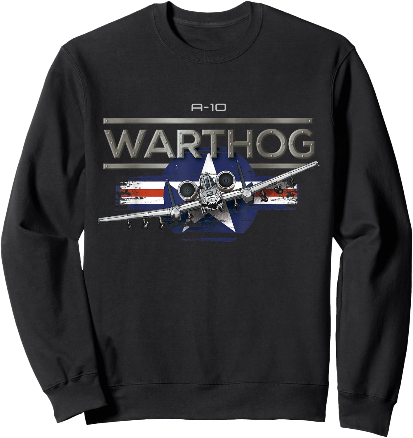 USA Military Warbird Military Airplane warthog Sweatshirt - Sweatshirt | Black
