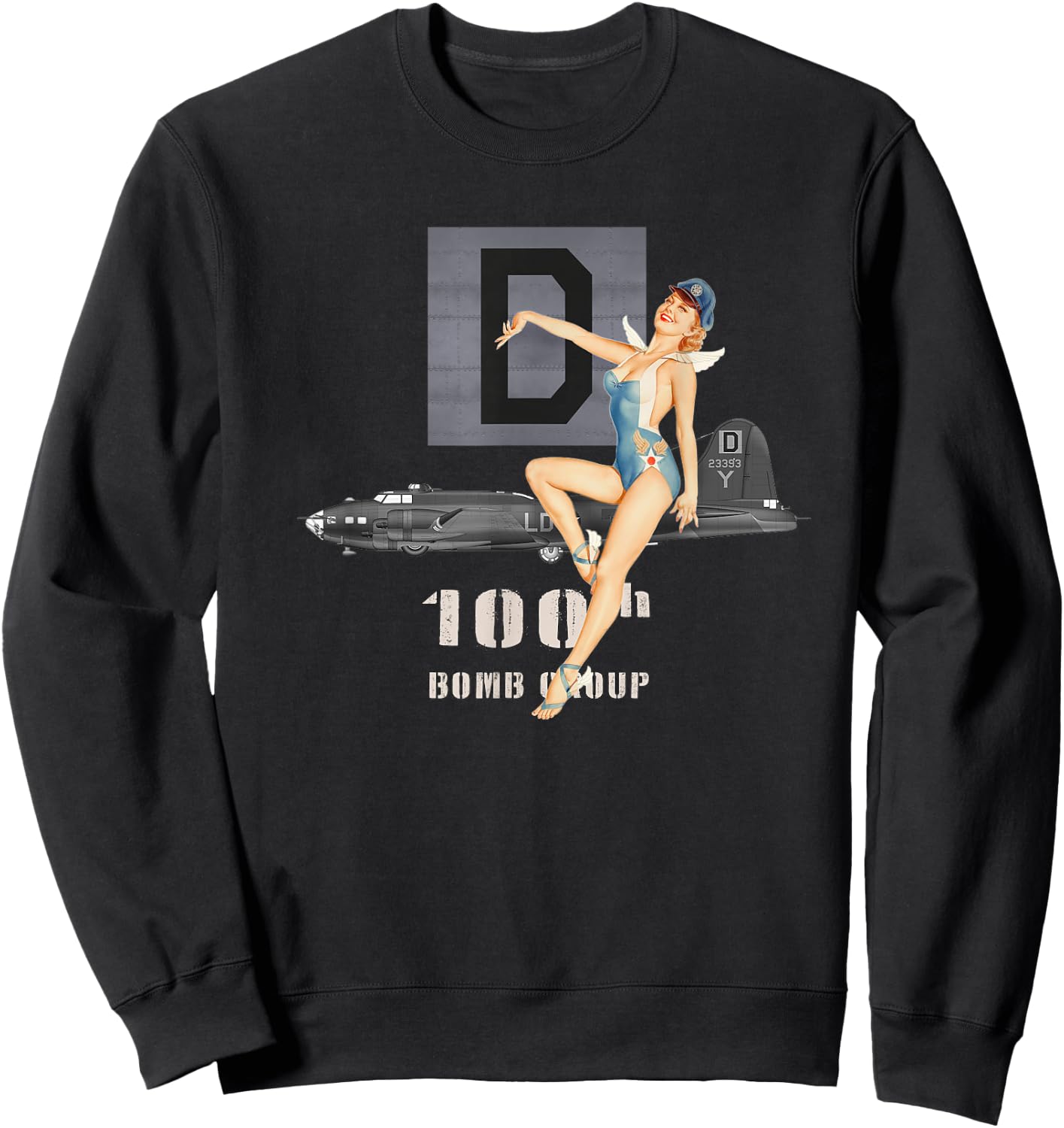 Pinup Girl The Bloody 100th Group and B17 Flying Fortress Sweatshirt - Sweatshirt | Black