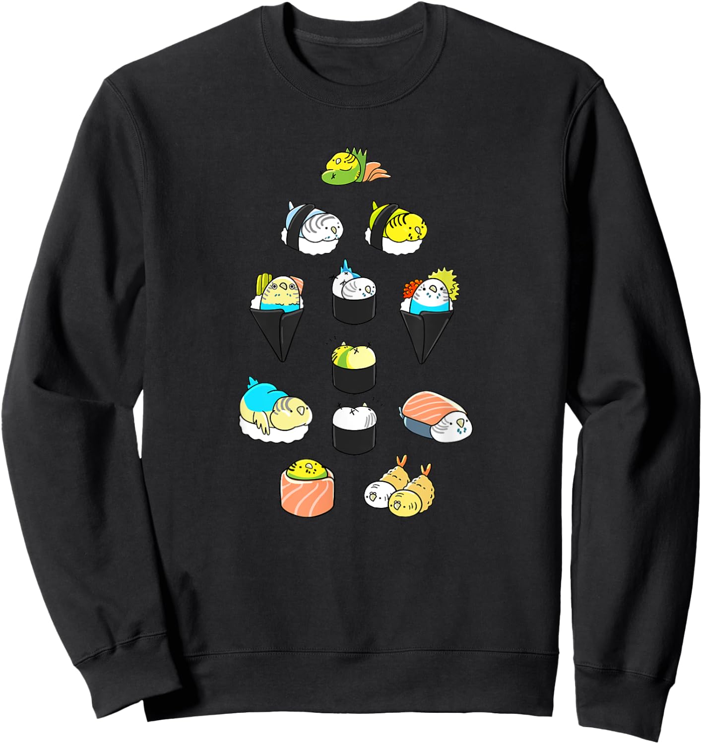 Sushi Budgerigars Cute Budgie Parakeet Pet Bird Lover Gift Sweatshirt - Sweatshirt | Black