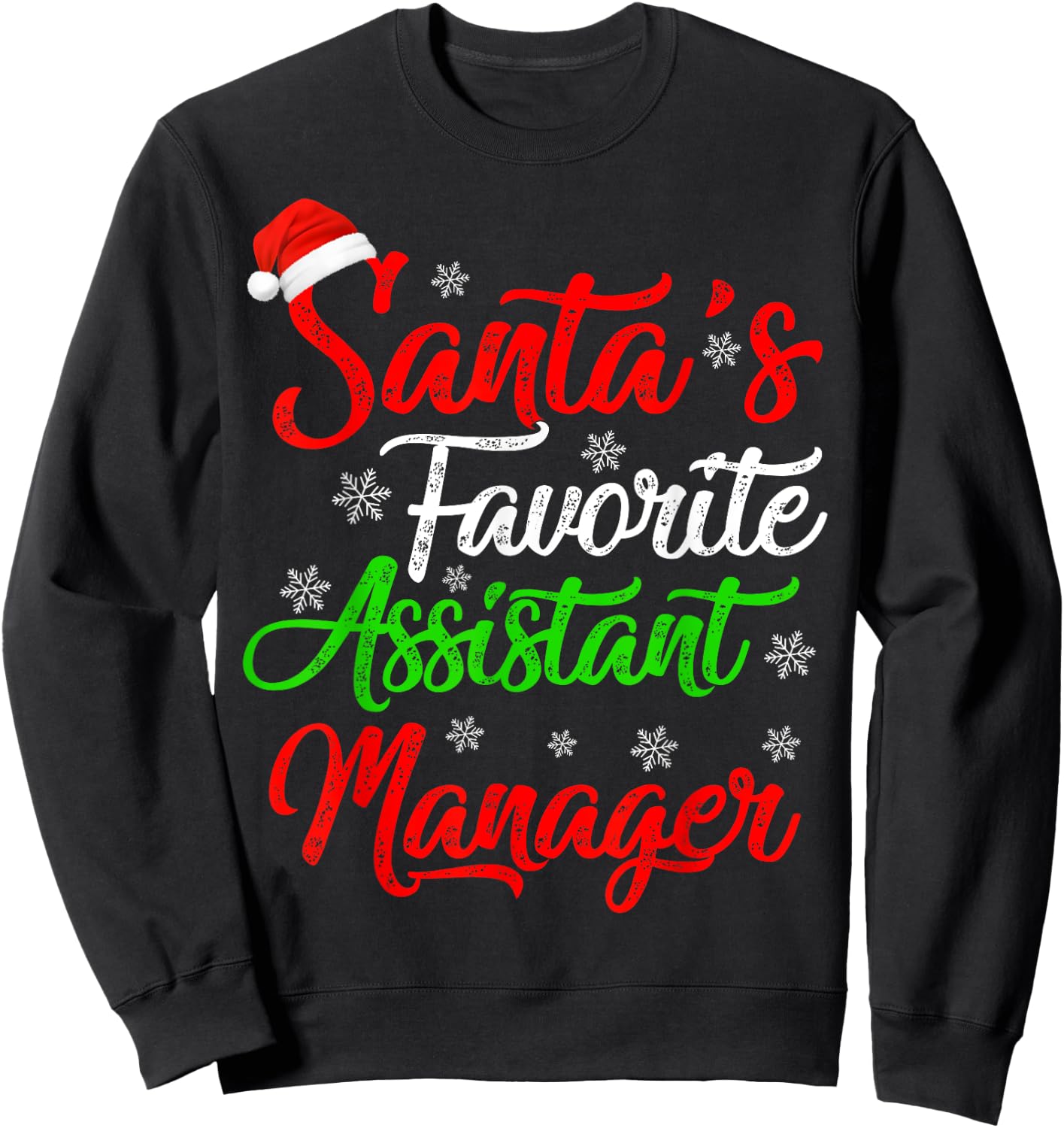Funny Xmas Santa's Favorite Assistant Manager Christmas Sweatshirt - Sweatshirt | Black