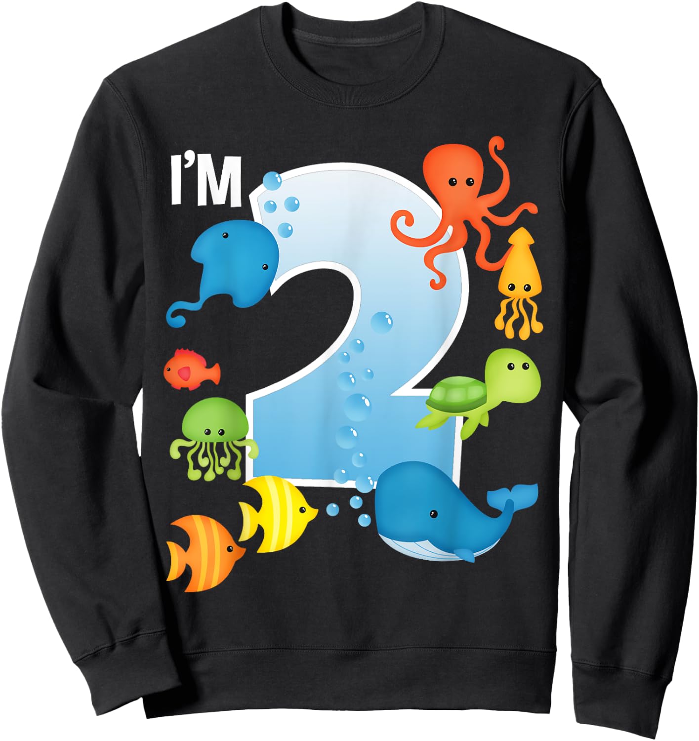 Ocean See Underwater 2 Year Old Under The Sea Birthday Party Sweatshirt - Sweatshirt | Black