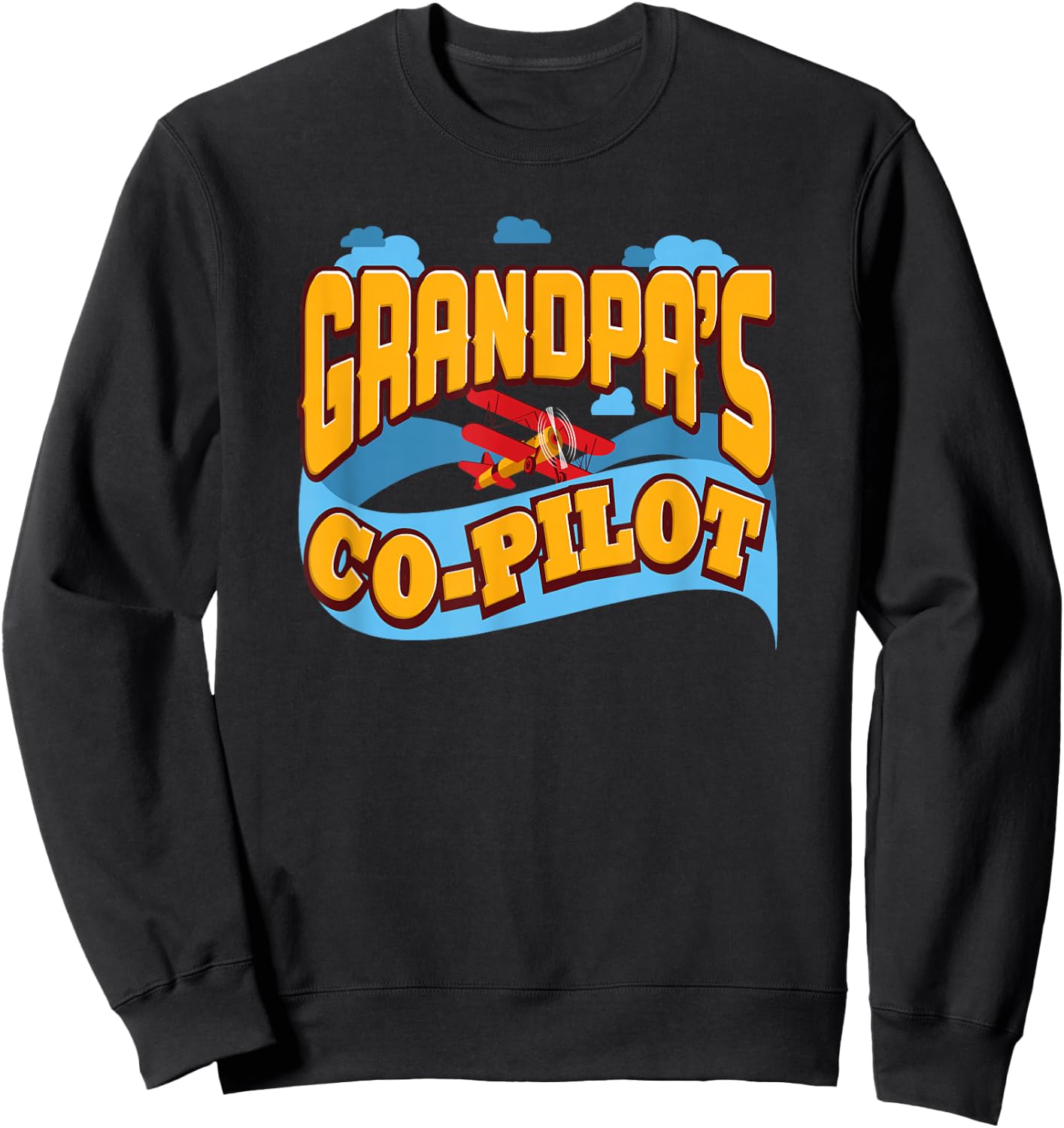 Grandpa's Co-Pilot Children's Aircrew Sweatshirt - Sweatshirt | Black