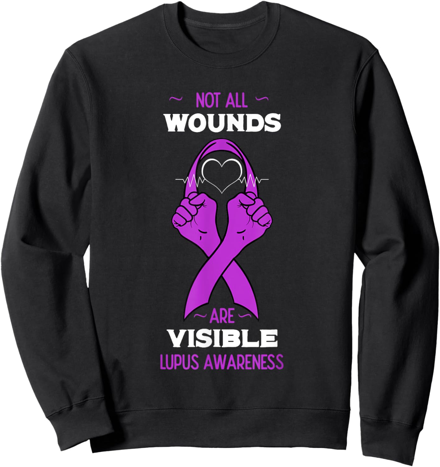 Lupus Awareness Purple Ribbon SLE Butterfly Cure Gift Sweatshirt - Sweatshirt | Black