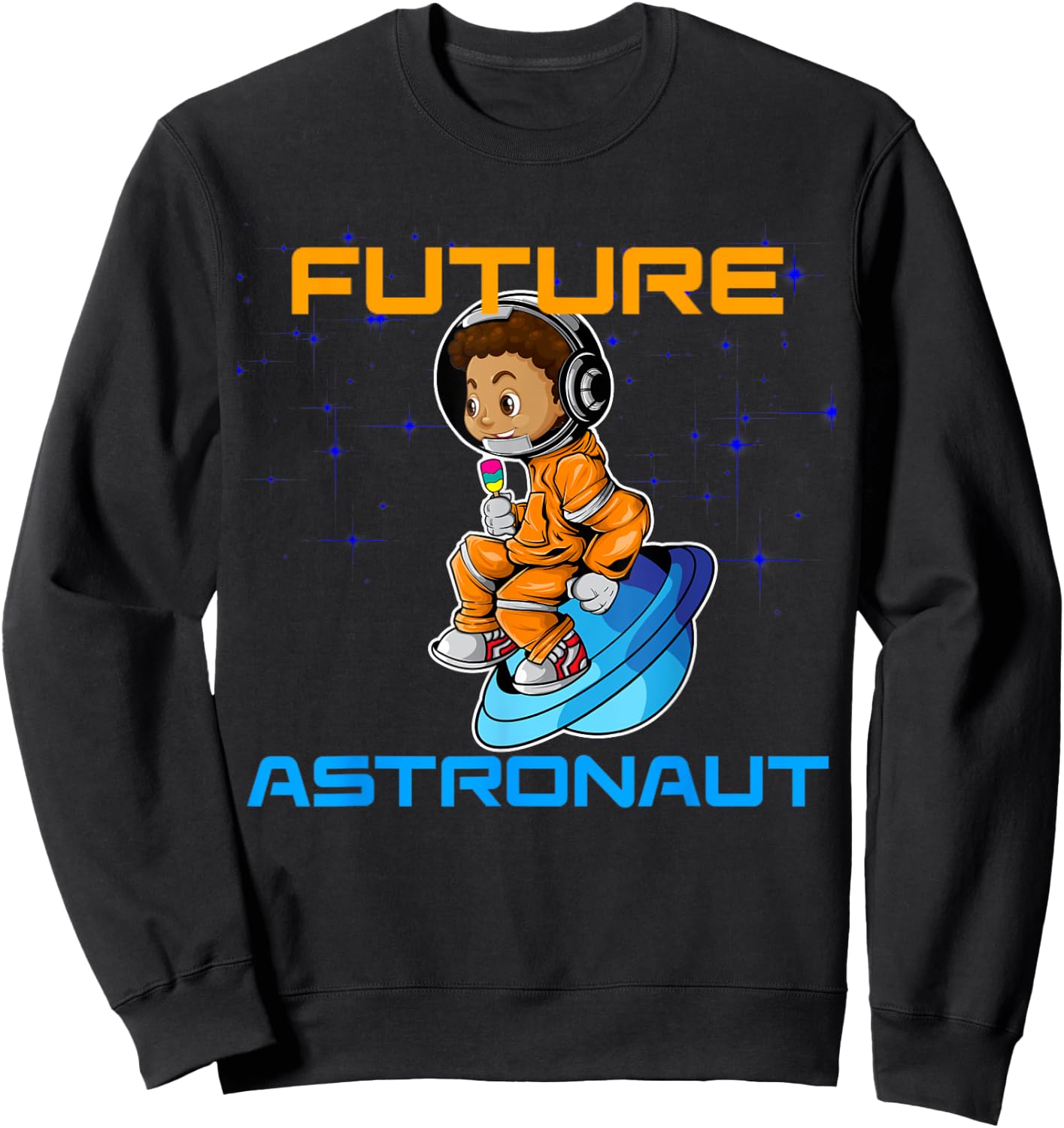 Kids Black Boy African American Pride Future Astronaut Sweatshirt - Sweatshirt | Black