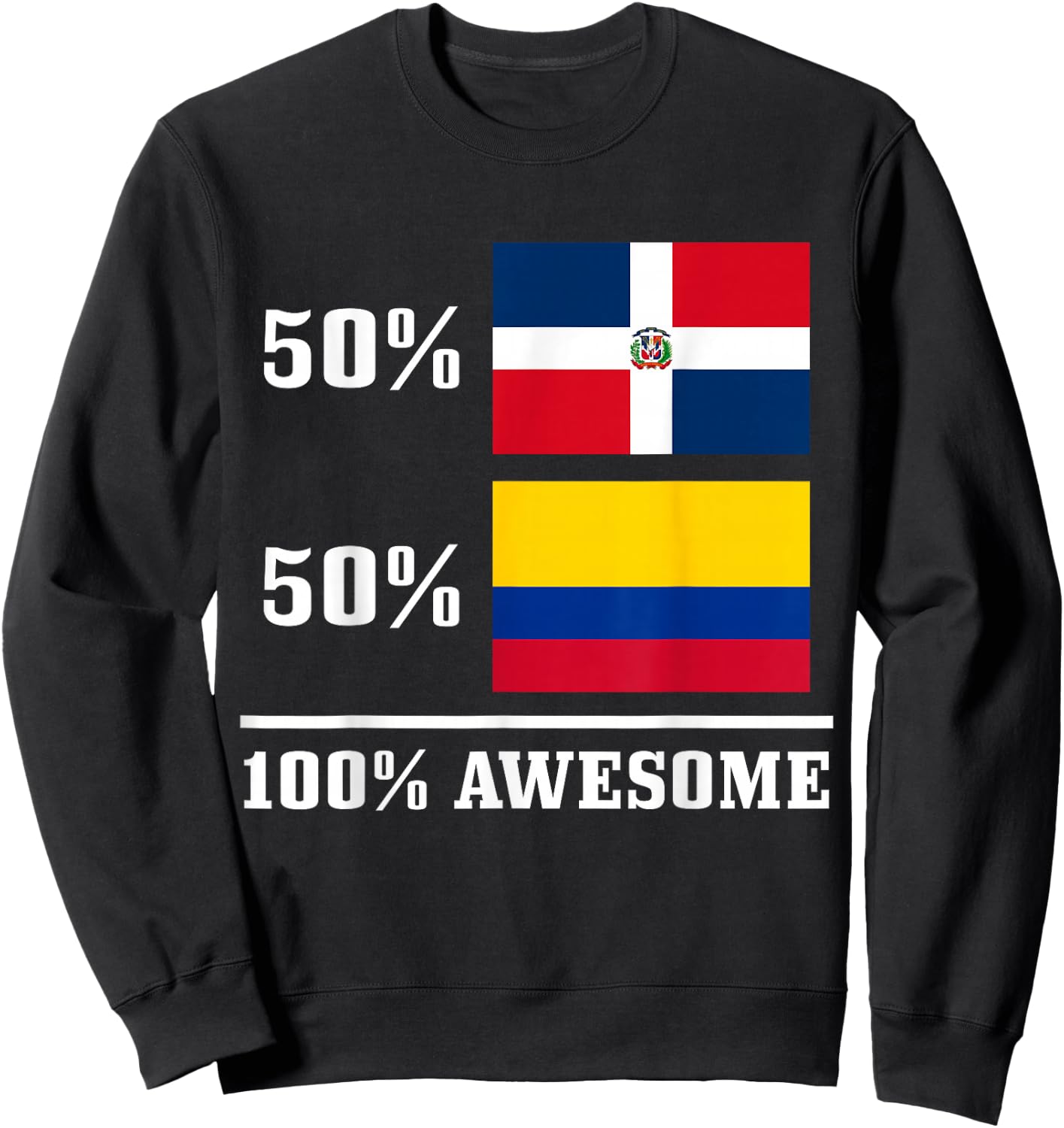 50% Dominican Republic 50% Colombia Colombian Flag Pride Sweatshirt - Sweatshirt | Black