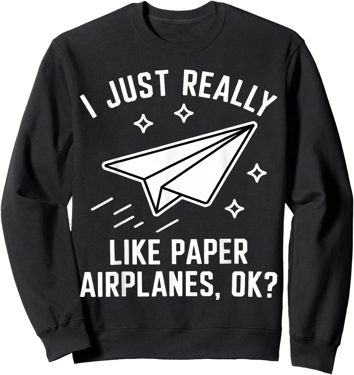 Funny Paper Airplane Sweatshirt - Sweatshirt | Black
