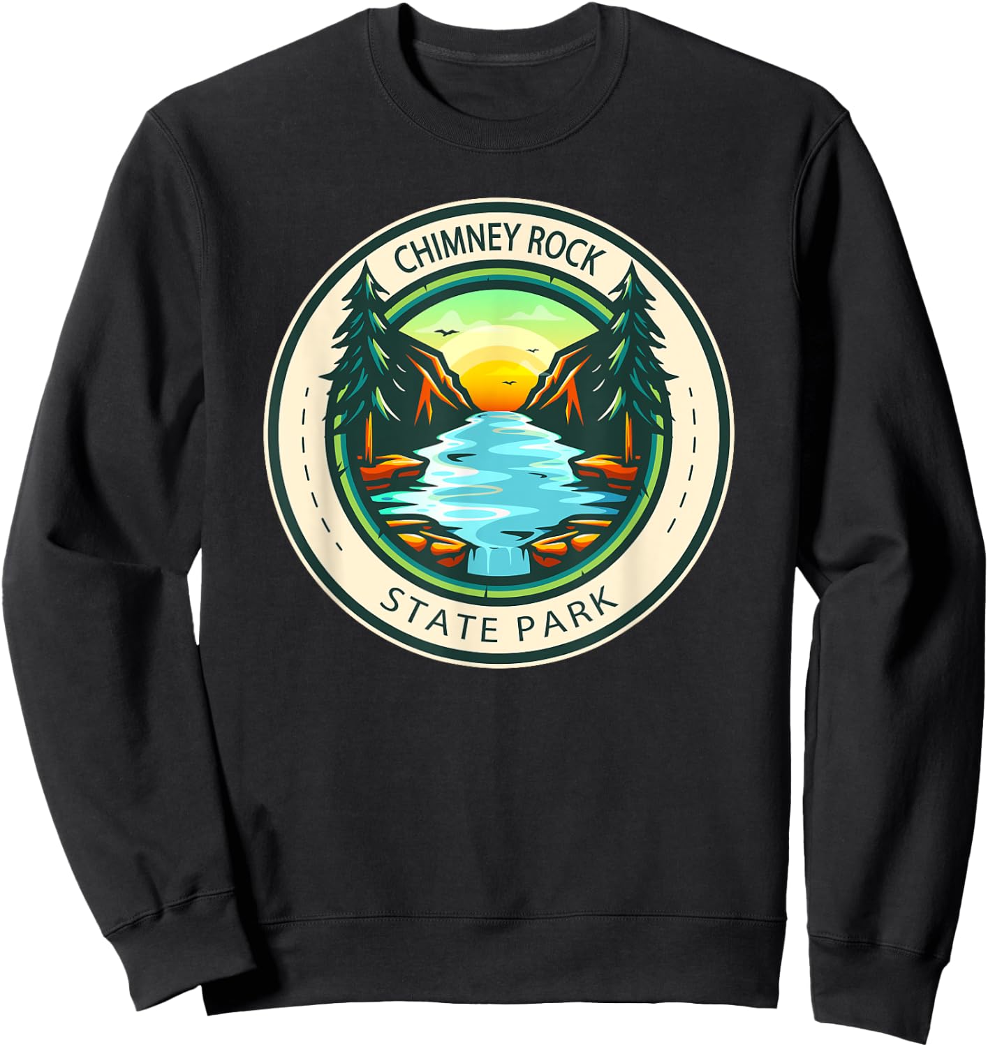 Chimney Rock State Park North Carolina Badge Vintage Sweatshirt - Sweatshirt | Black