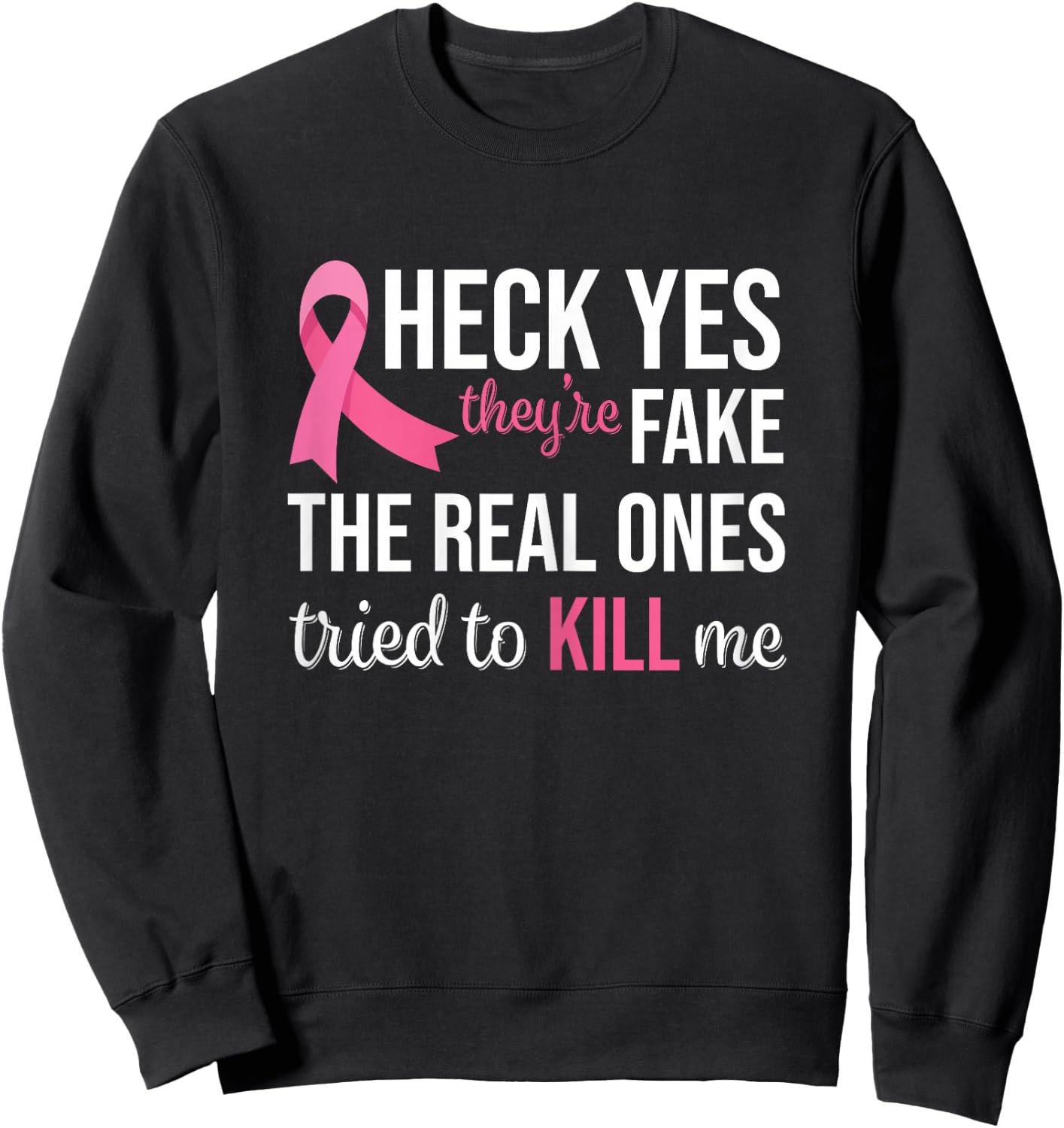 Breast Cancer Awareness Pink Ribbon Mom Women Survivor Sweatshirt - Sweatshirt | Black