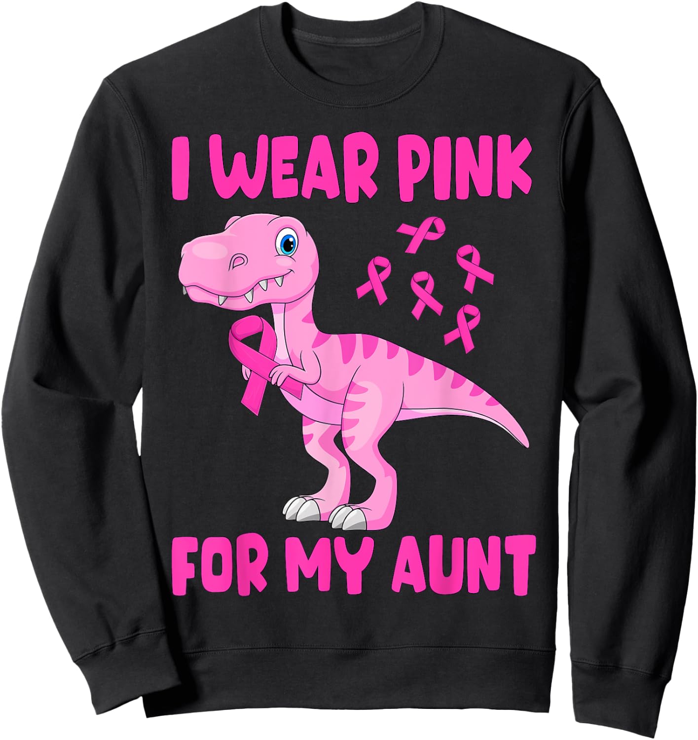I Wear Pink For My Aunt Breast Cancer Awareness Toddler Kids Sweatshirt - Sweatshirt | Black