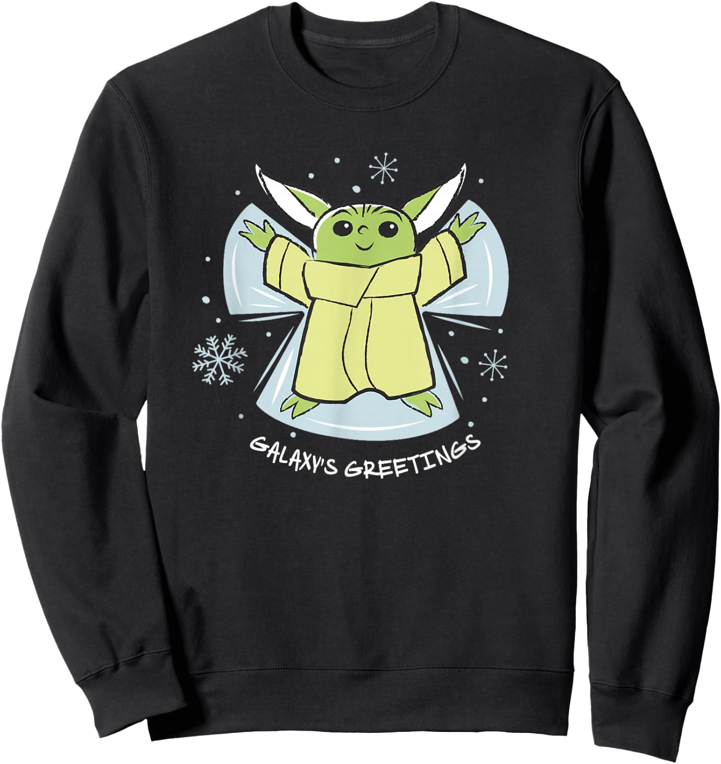 Star Wars The Mandalorian Grogu Galaxy's Greetings Holiday Sweatshirt - Sweatshirt | Black