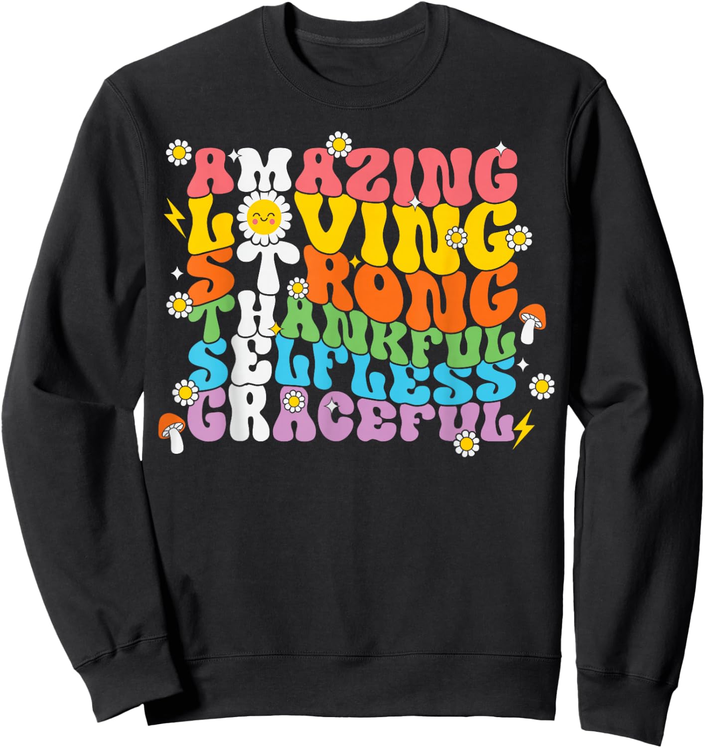 Mothers Day Shirt Mom Mama Groovy Vintage Retro Hippie Sweatshirt - Sweatshirt | Black