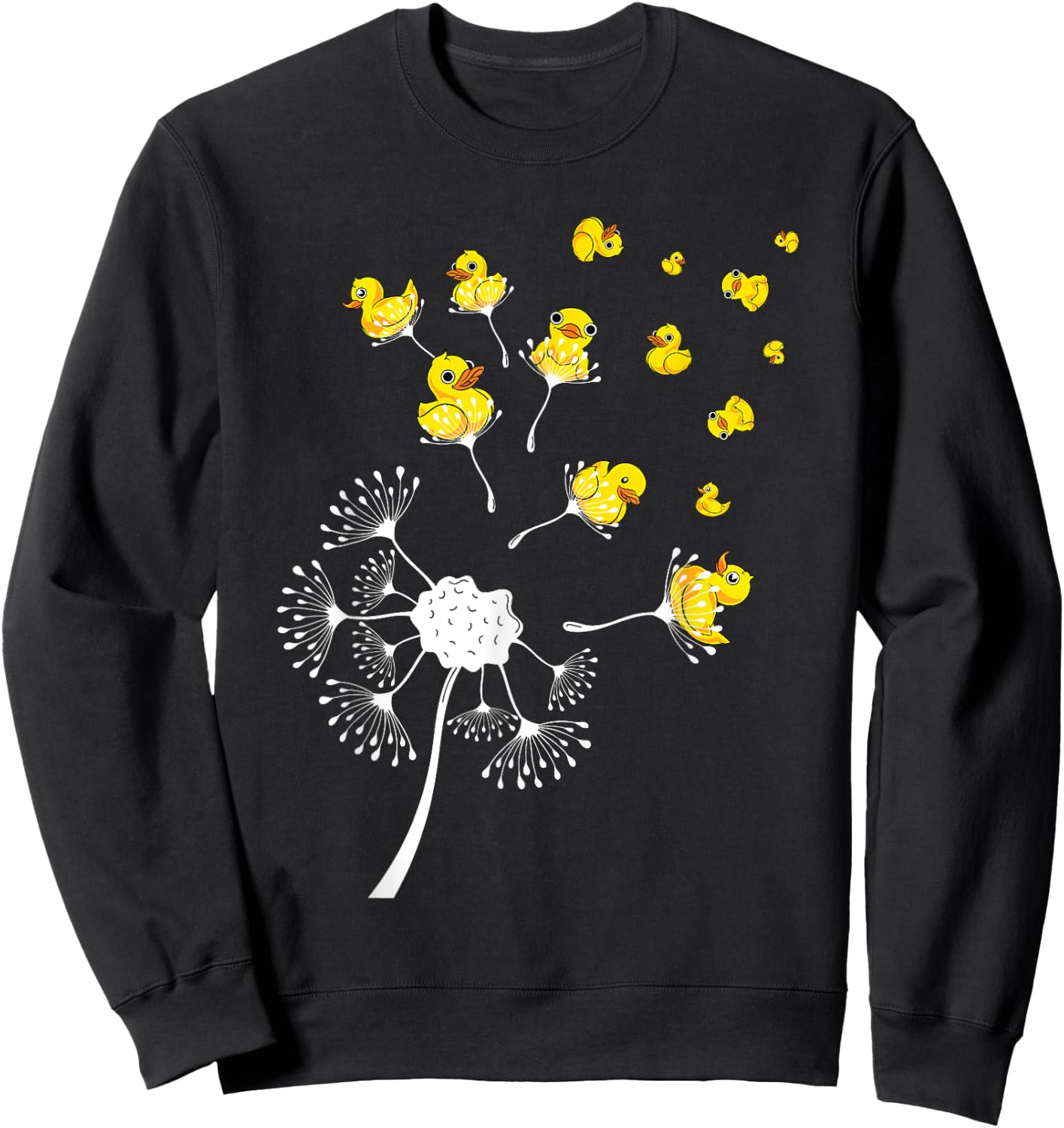 Dandelion Duckling Duckie Bath Toy Ducky Funny Rubber Duck Sweatshirt - Sweatshirt | Black