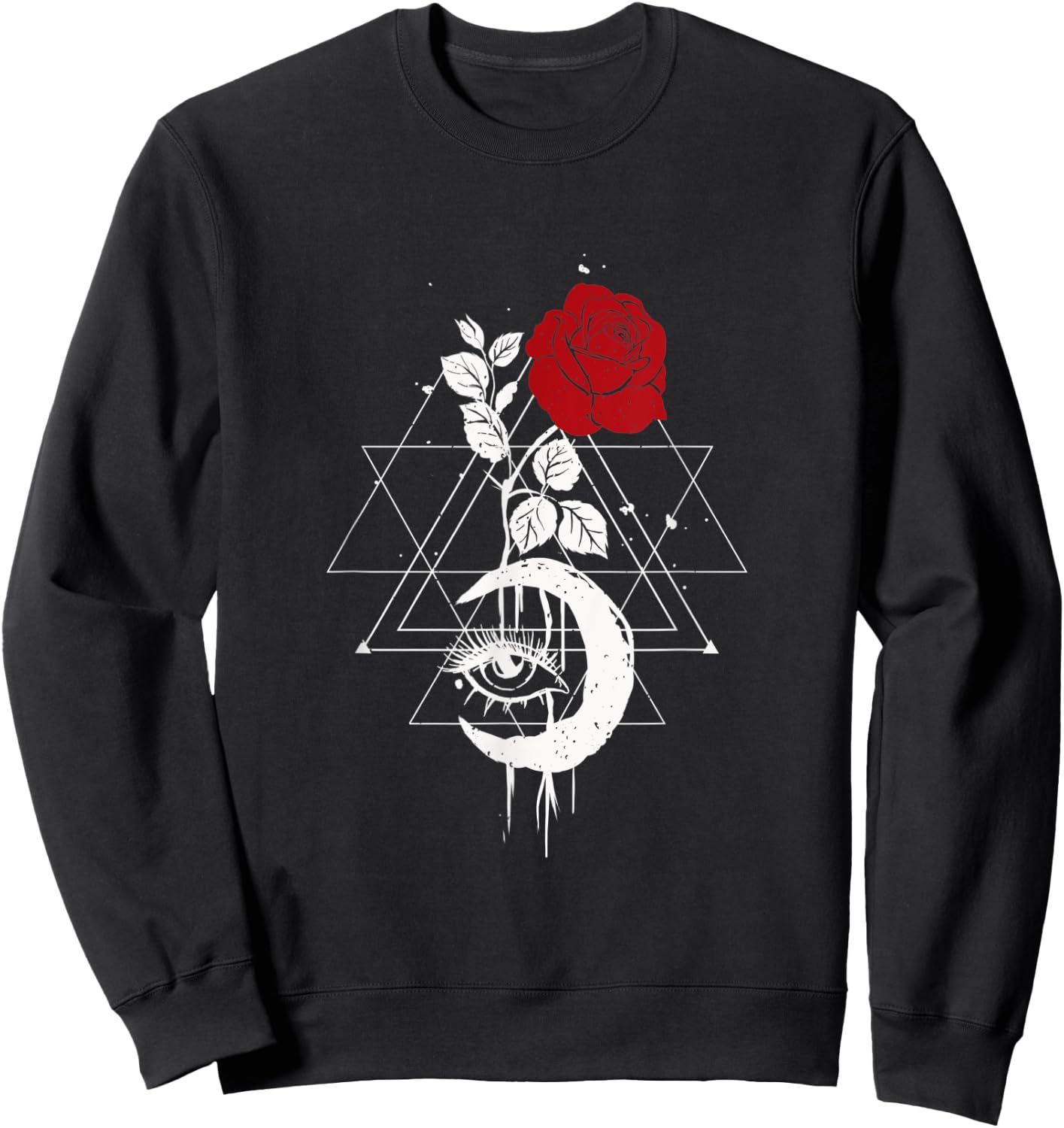 Moon phase wild rose design spiritual moon cycle Sweatshirt - Sweatshirt | Black