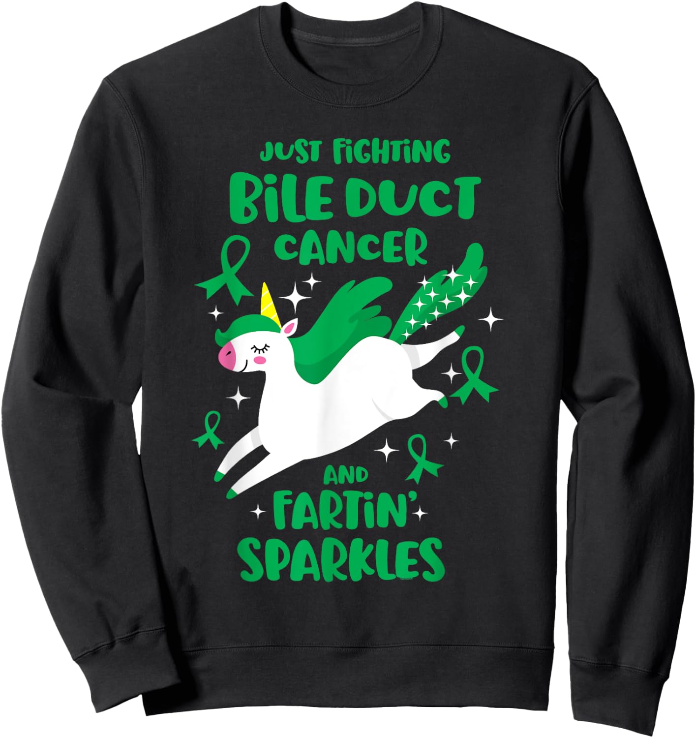 Fighting Bile Duct Cancer Quote Farting Unicorn Awareness Sweatshirt - Sweatshirt | Black